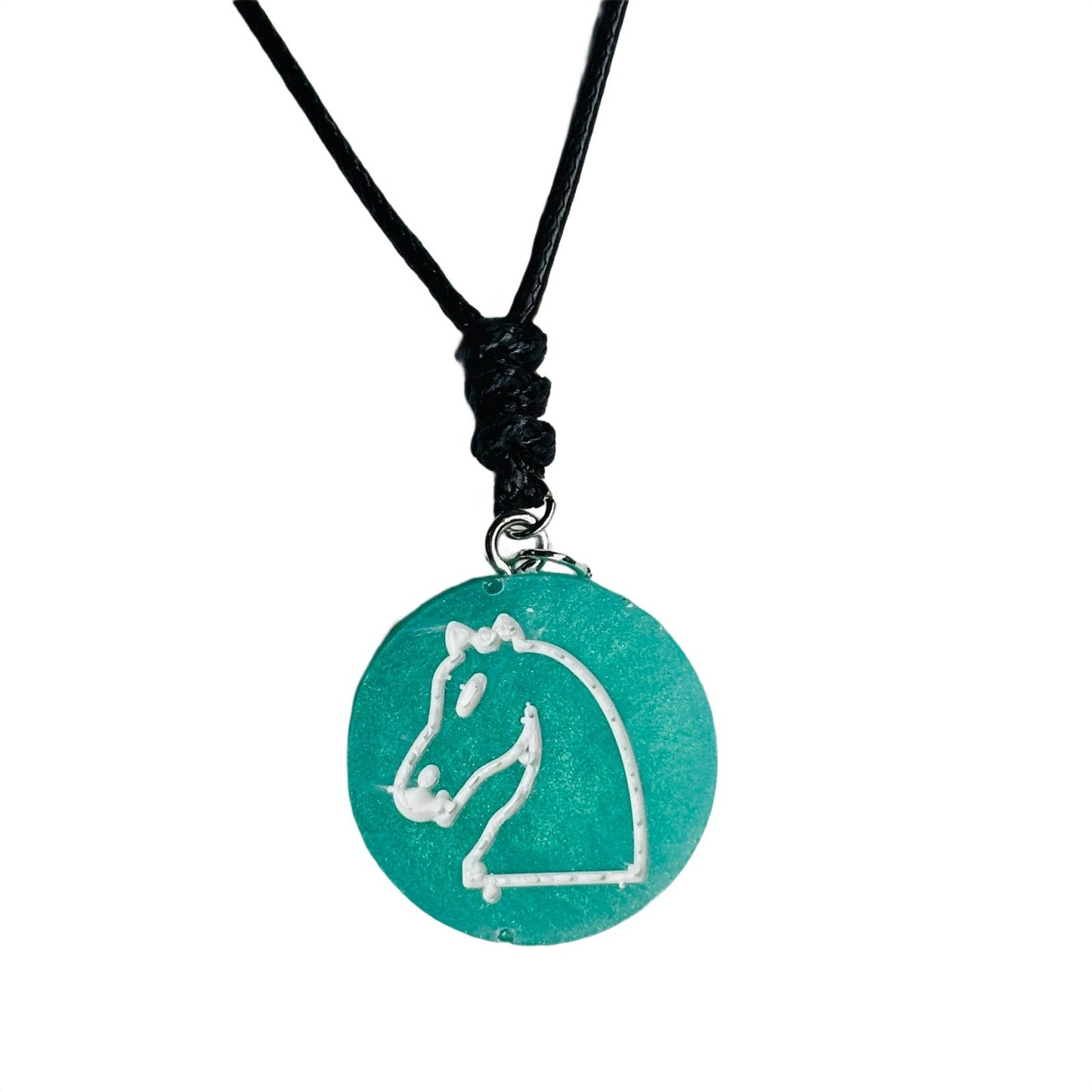 🎁 Aqua Knight - Handmade Resin Chess Necklace (100% off)