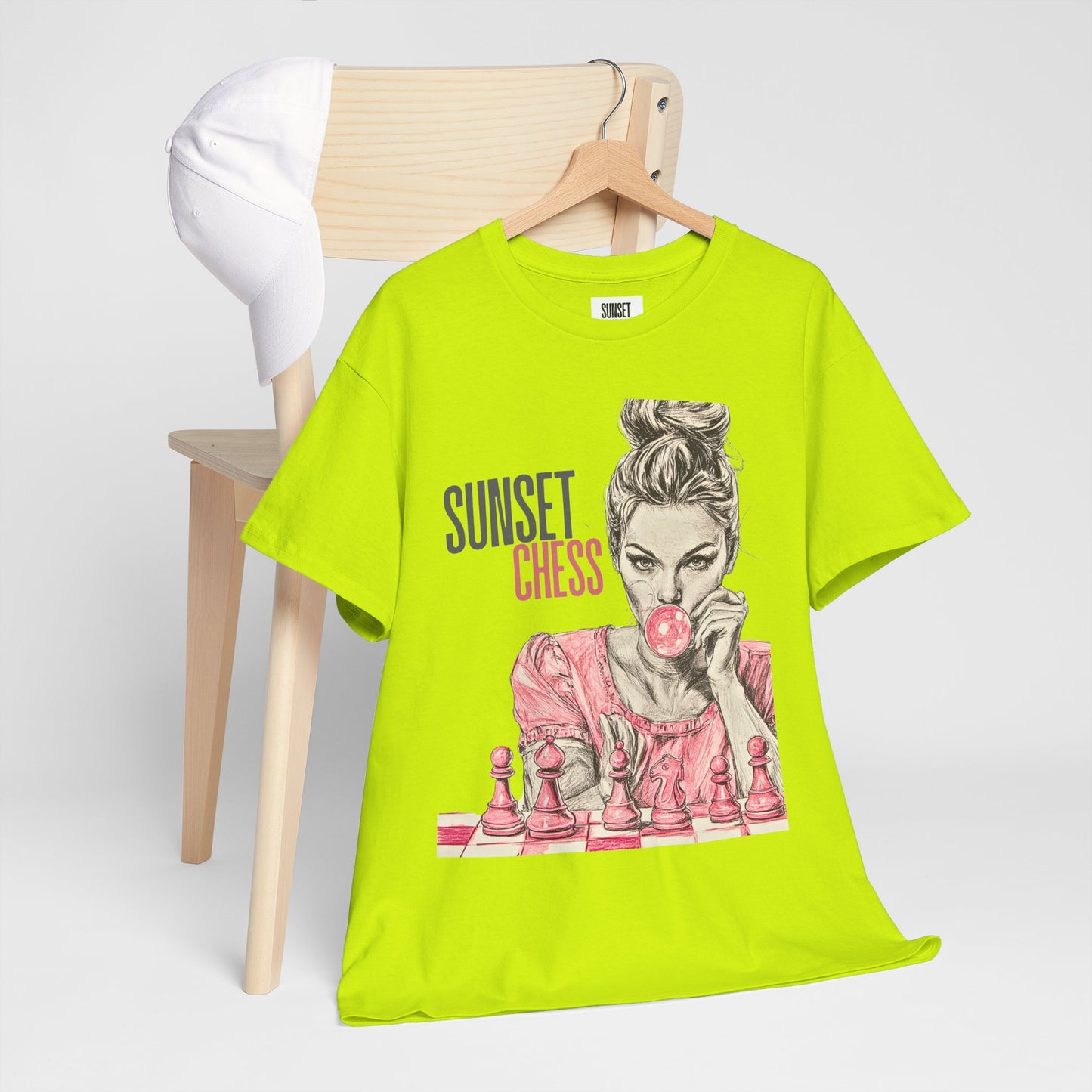 Lime Green - Women Bubble Blowing - Unisex Heavy Cotton Tee