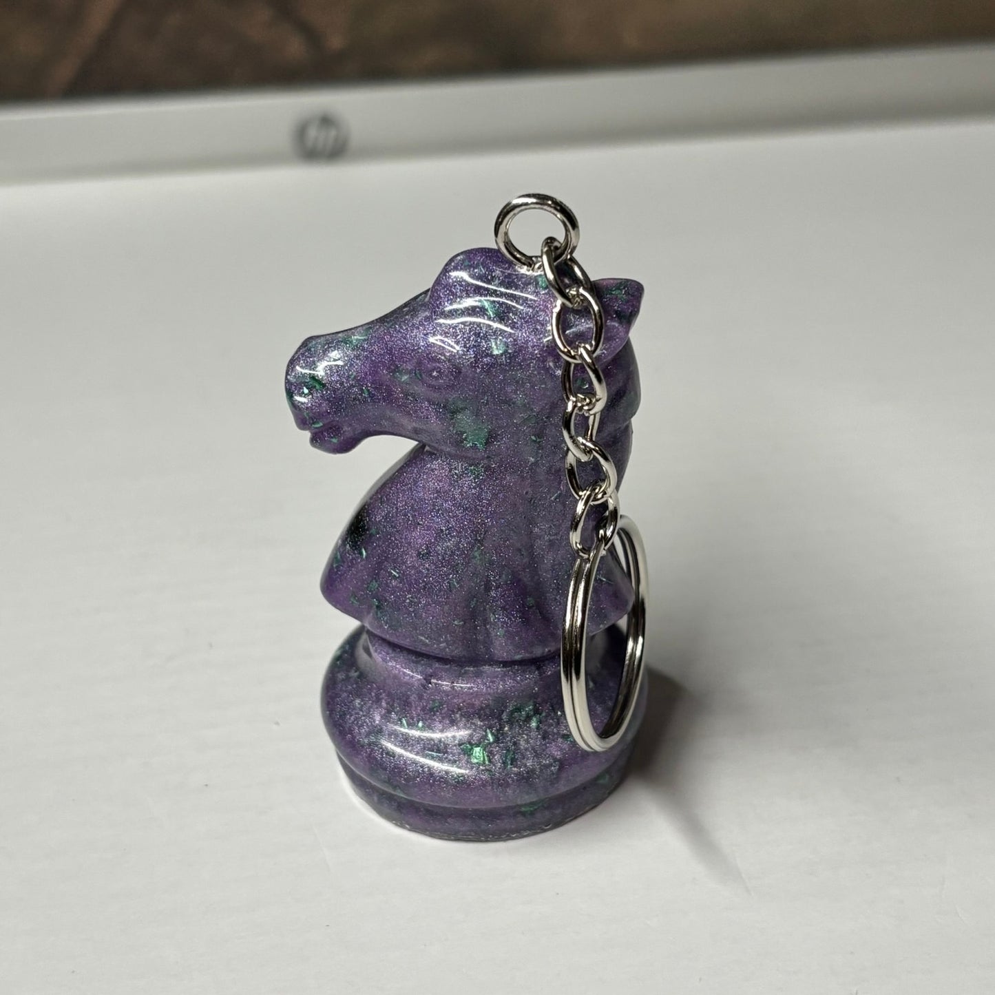 Midnight Purple Knight - Handmade Resin Keychain - Large Edition