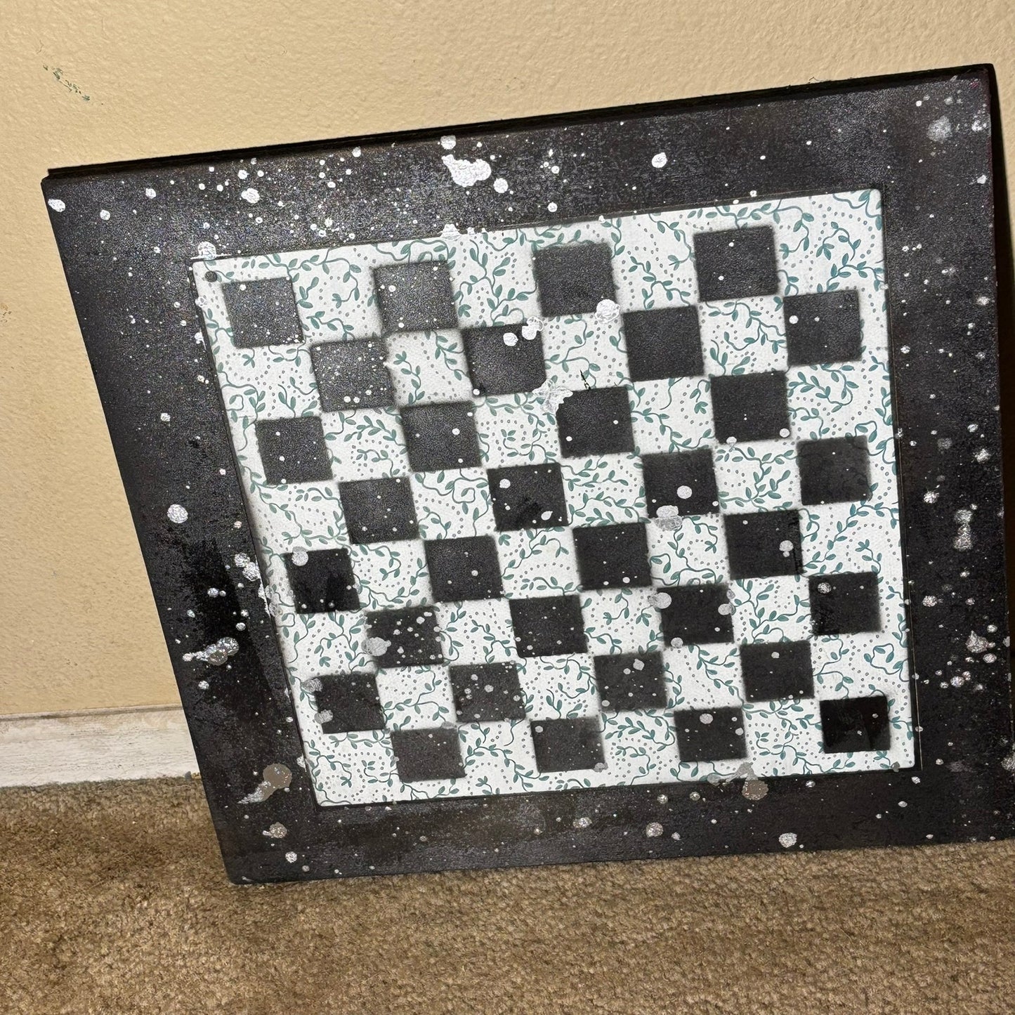 Vintage Pattern Chrome Drip - Large Scrapbook Chess Board