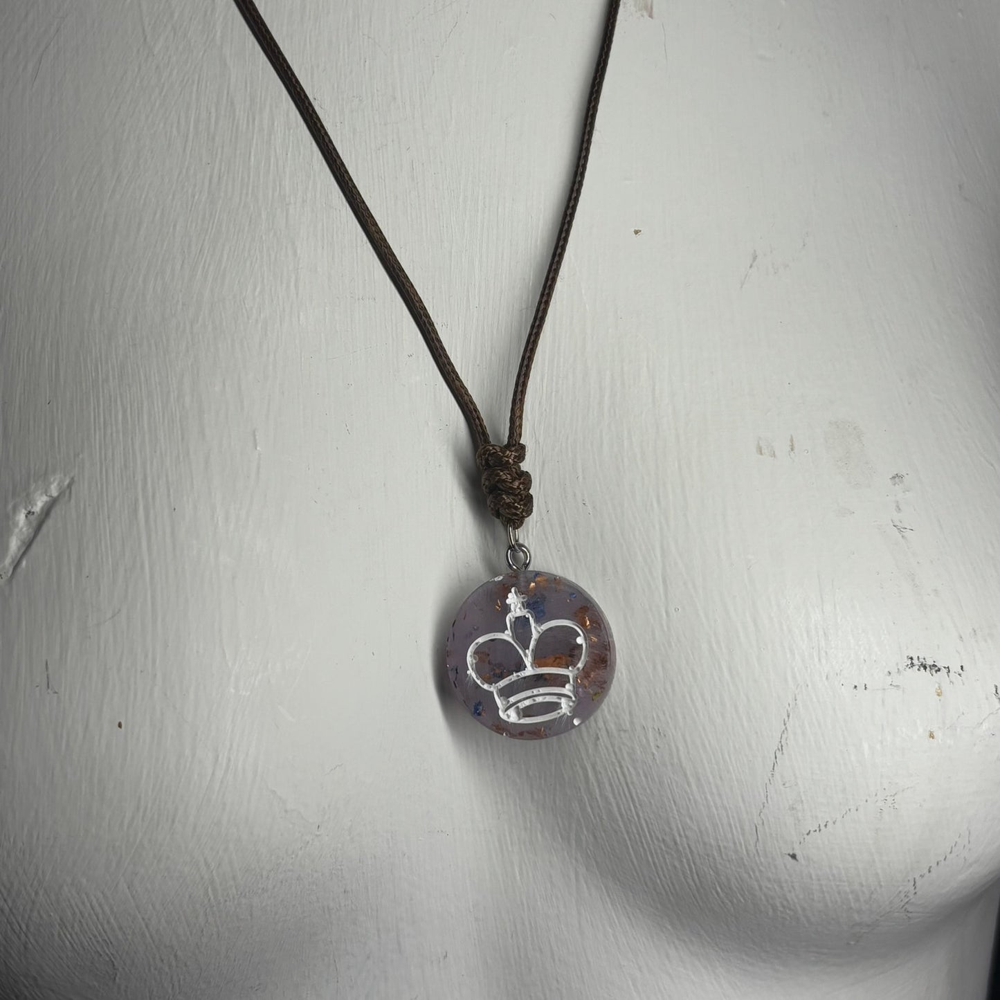 Translucent Purple King - Handmade Resin Chess Necklace