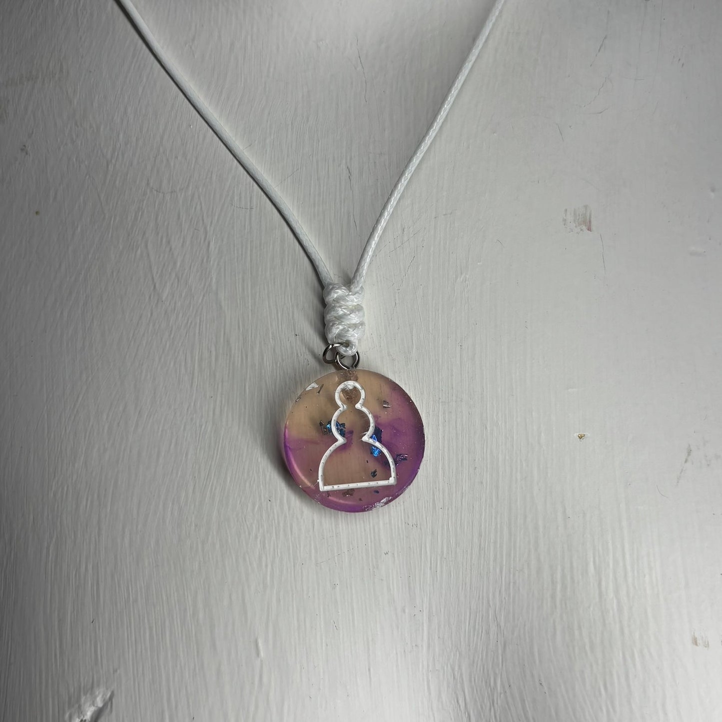 Cosmic Purple Pawn - Handmade Resin Chess Necklace