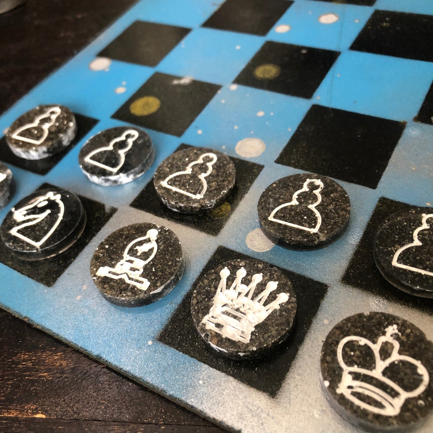 Cloudy Blue - Painted Chess Set