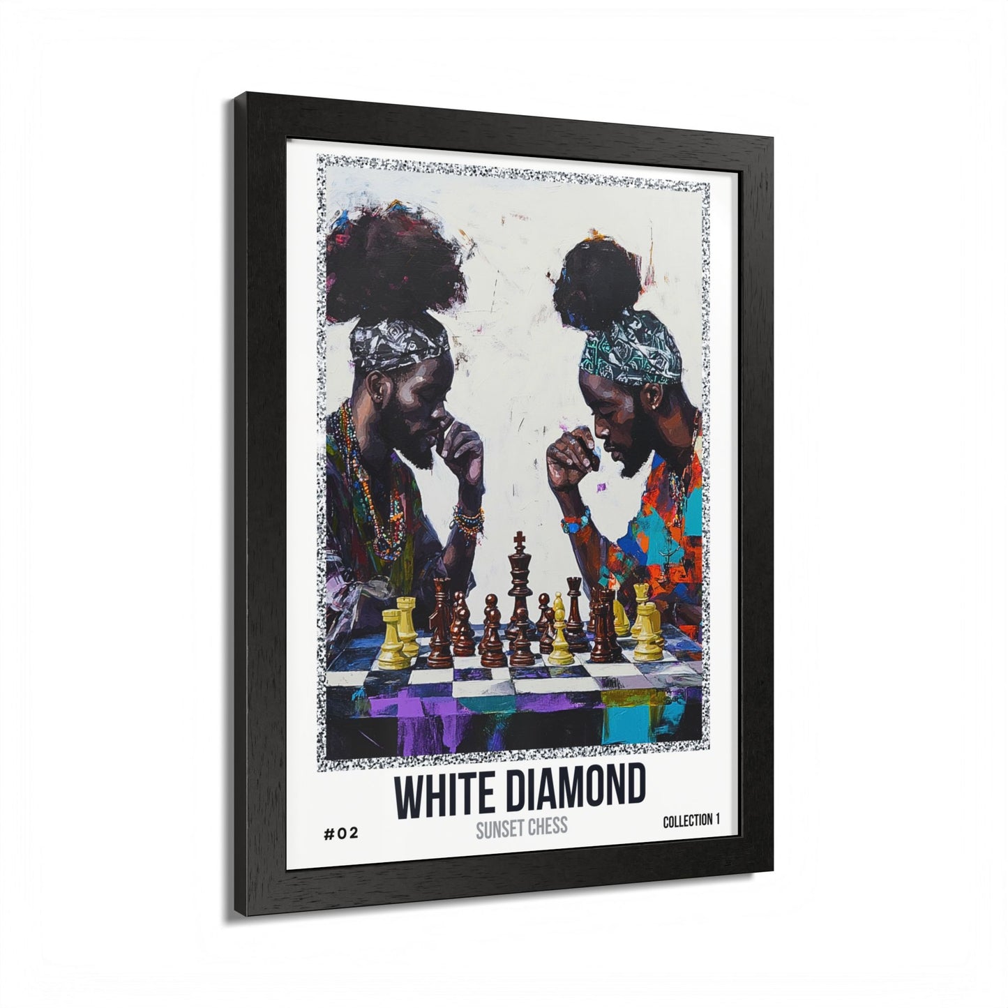 White Diamond - Collection 1 Card #02 - Sunset Card Poster Framed 12"x16"