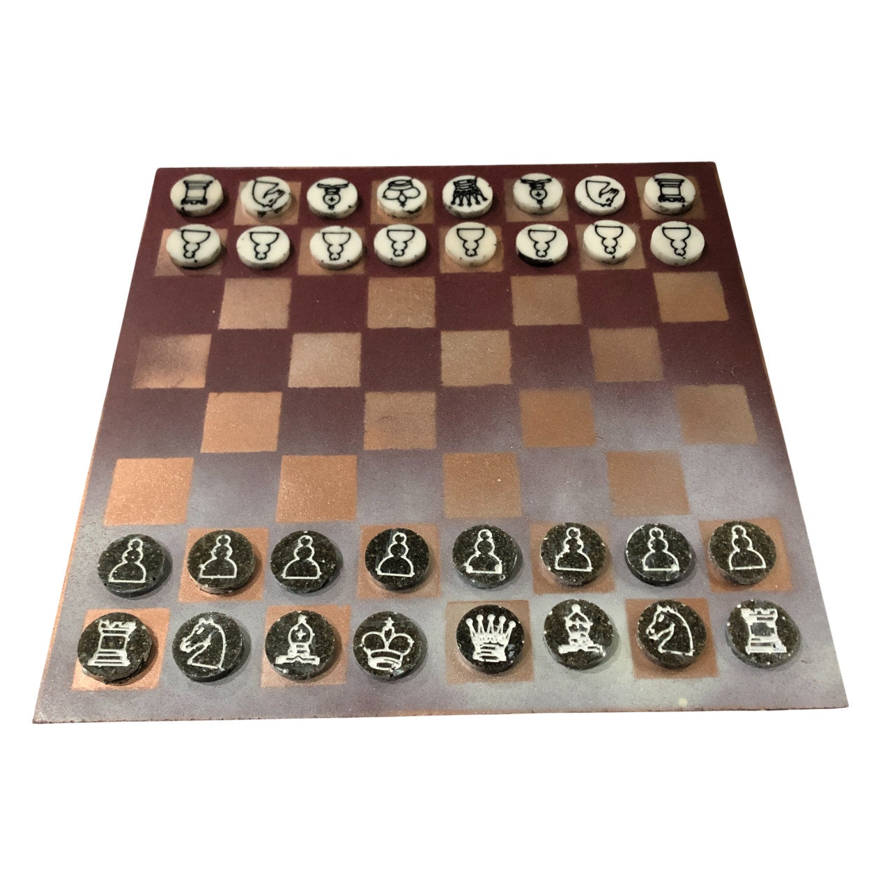 Burgundy Bronze - Painted Chess Set