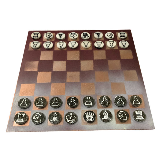 Burgundy Bronze - Painted Chess Set
