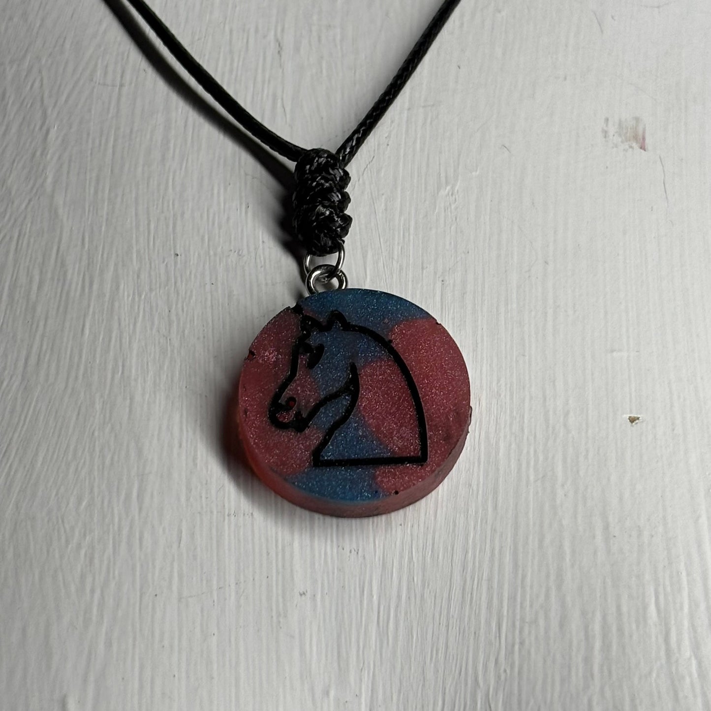 Dark Knight Enmeshment - Handmade Resin Chess Necklace