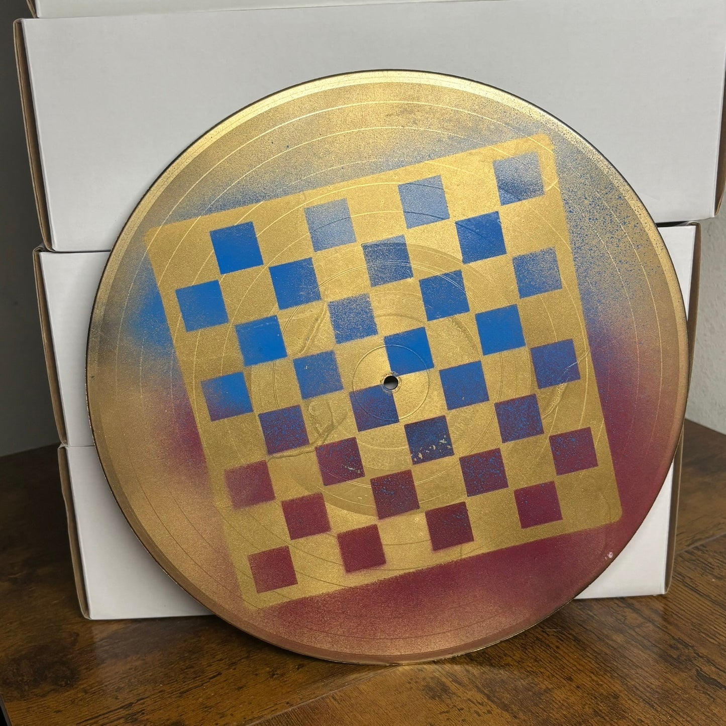 Golden Red & Blue - Vinyl Chess Board