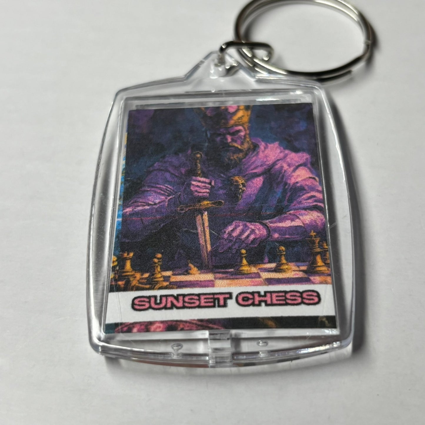The Purple King - Sunset Chess Photo Keychain