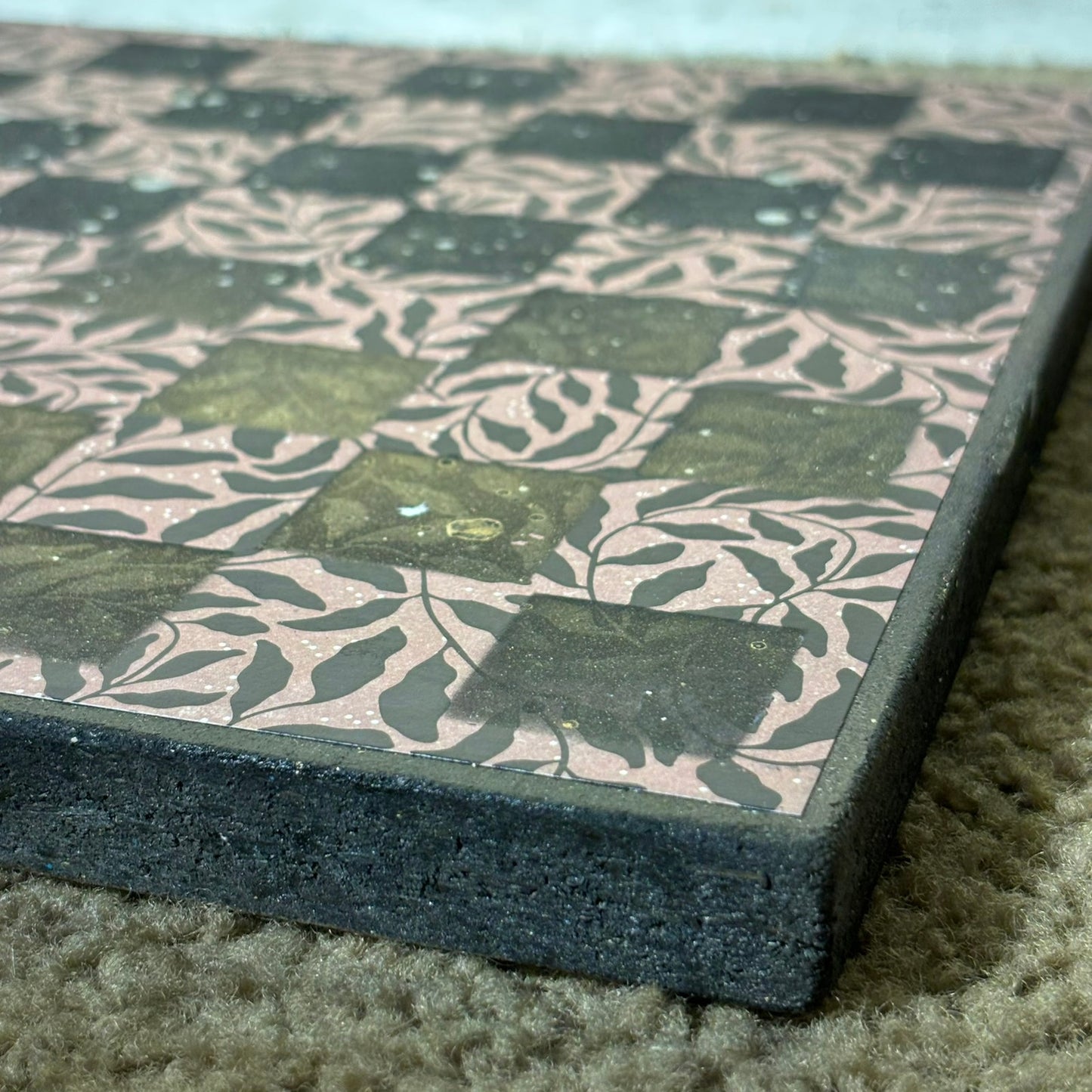 Vintage Black Leaves - Scrapbook Chess Board