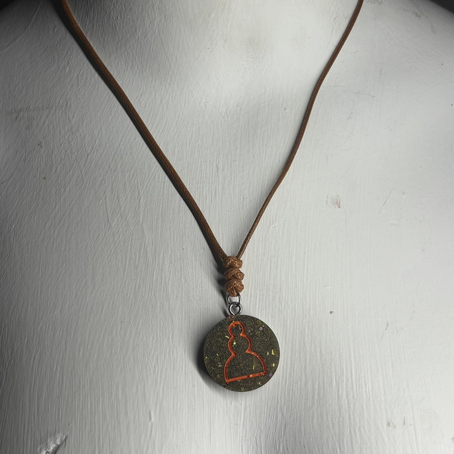 Vintage Brown Pawn - Handmade Resin Chess Necklace