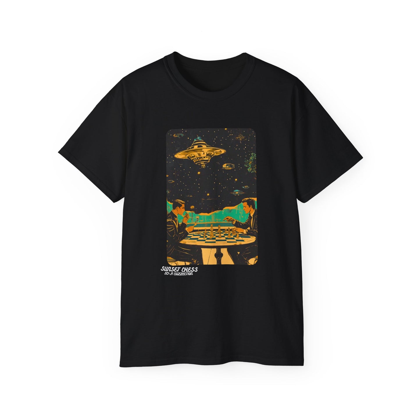 Peace, Space and Chess - Black Chess T Shirt