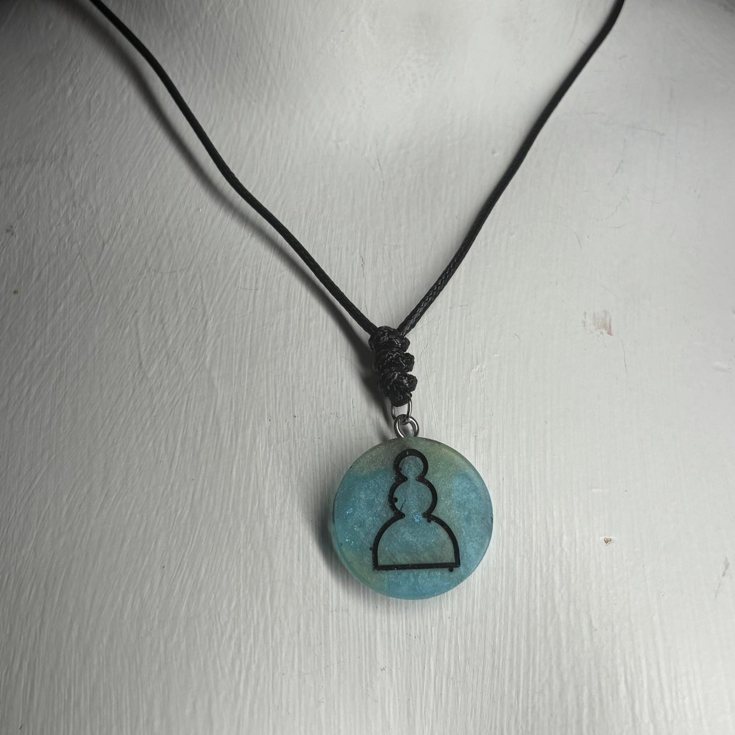 Crystal Blue Pawn - Handmade Resin Chess Necklace