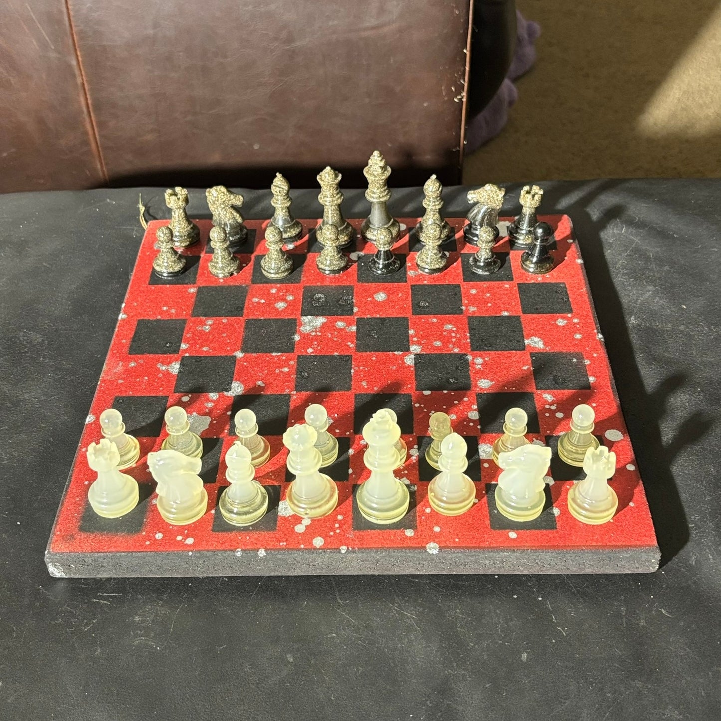 Red Chrome Black - Painted Chess Set