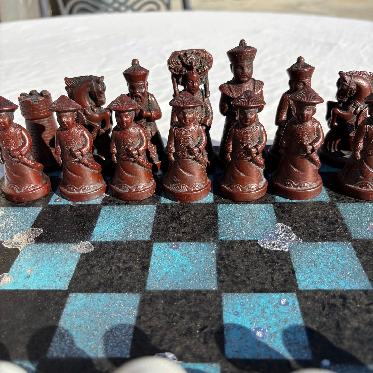 Black & Blue Chrome Drip - Chinese Edition Chess Set