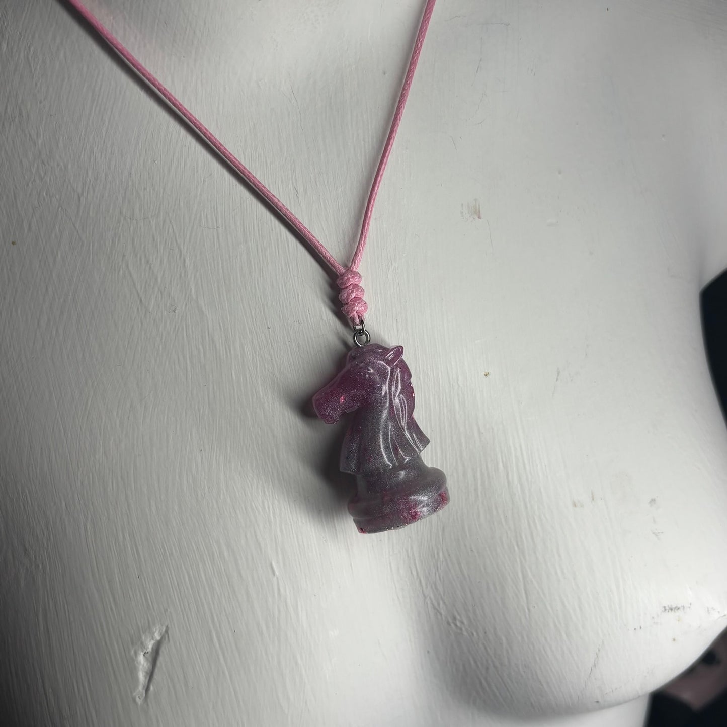 Purple Knight - Handmade Resin Chess Necklace