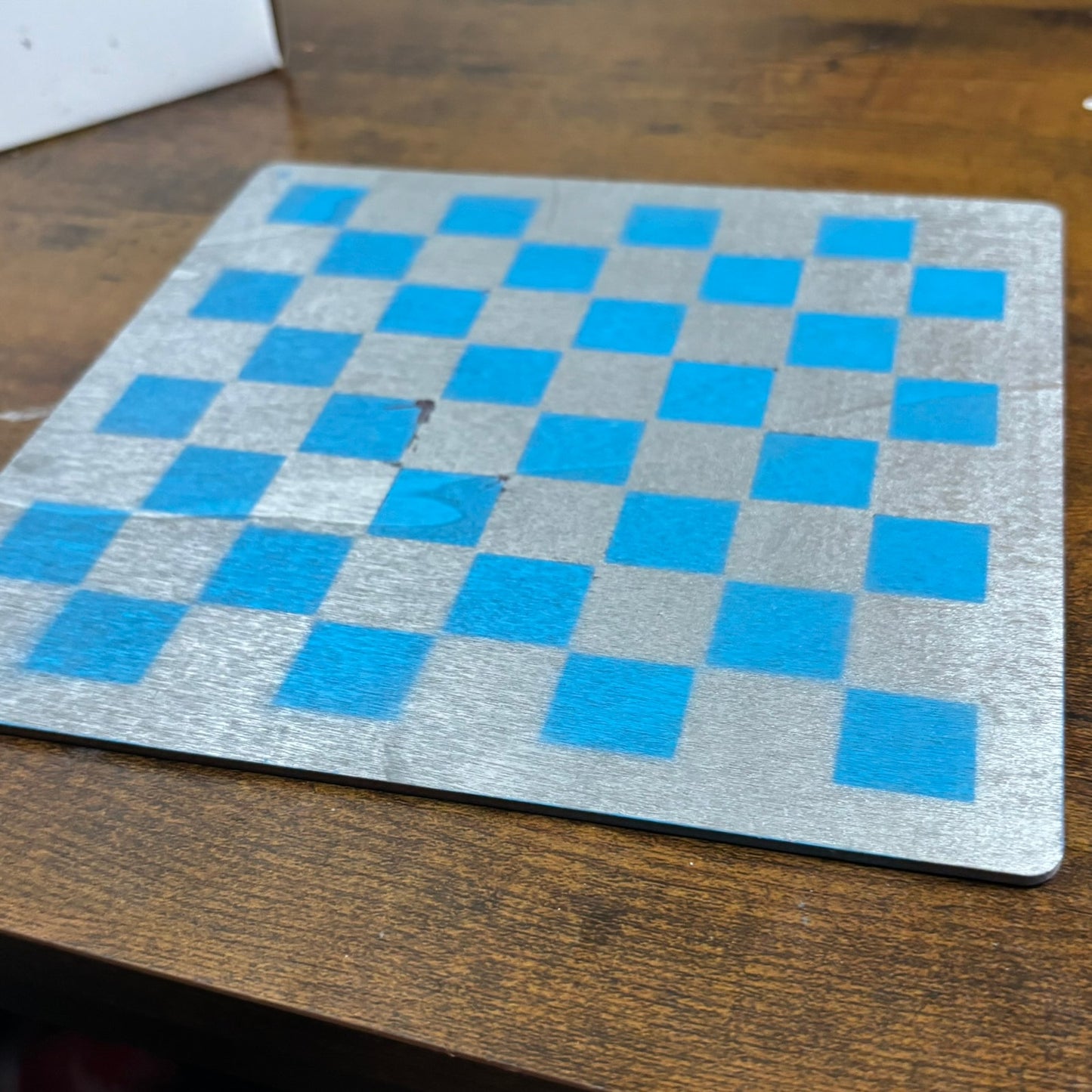 Chrome Blue - Painted Thin Wooden Chess Board