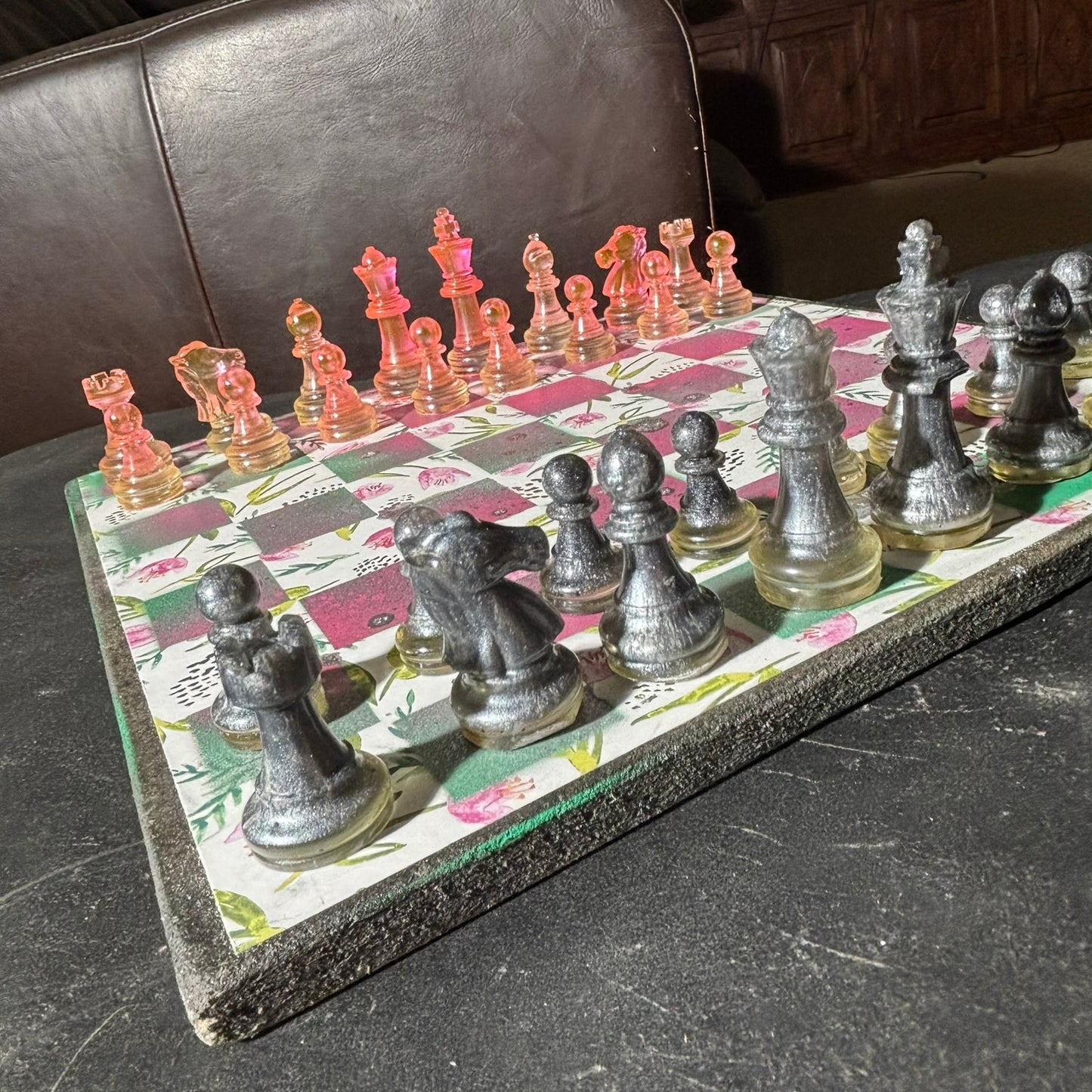 Vibrant Pink Lush - Scrapbook Chess Set