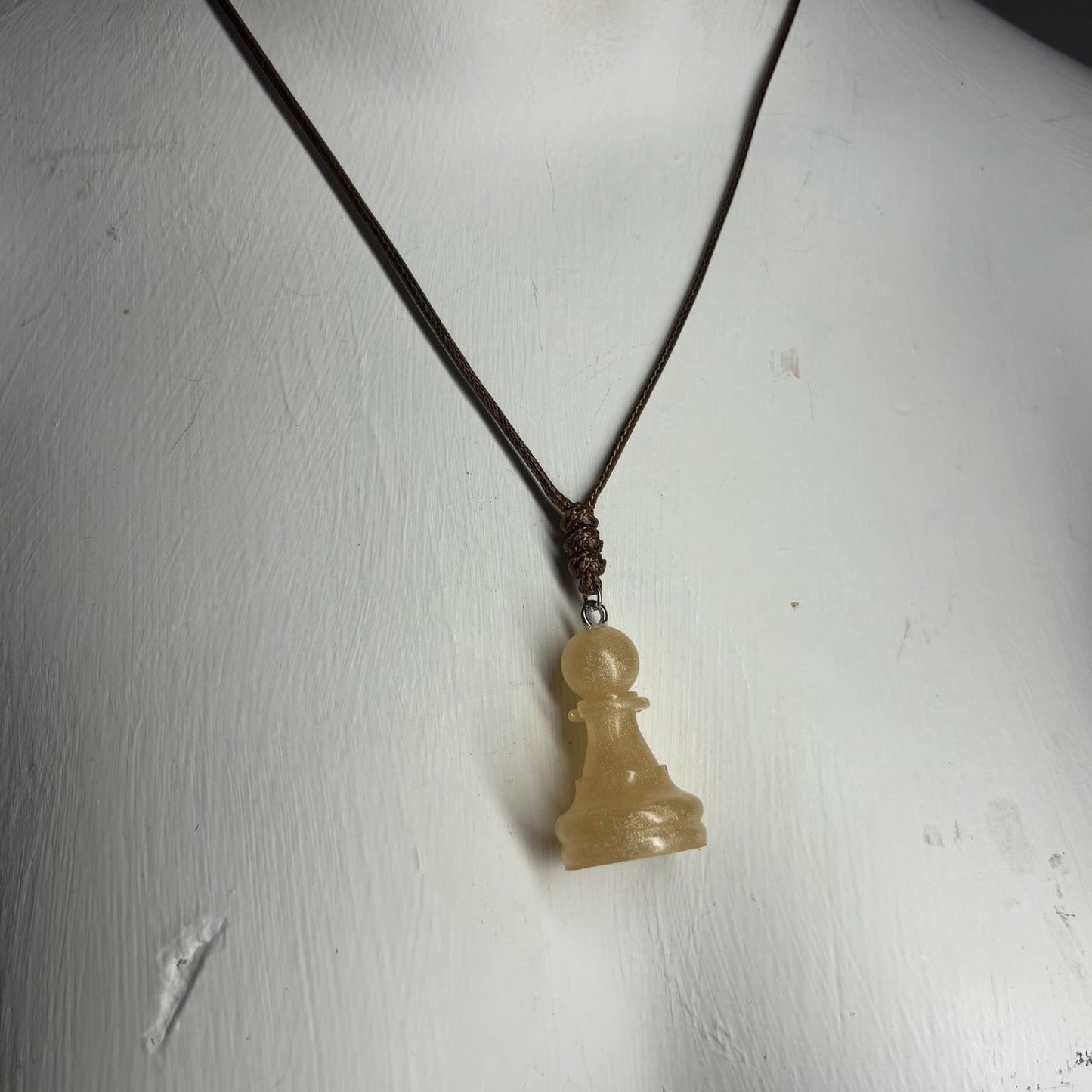 Vintage Yellow Pawn- Handmade Resin Chess Necklace