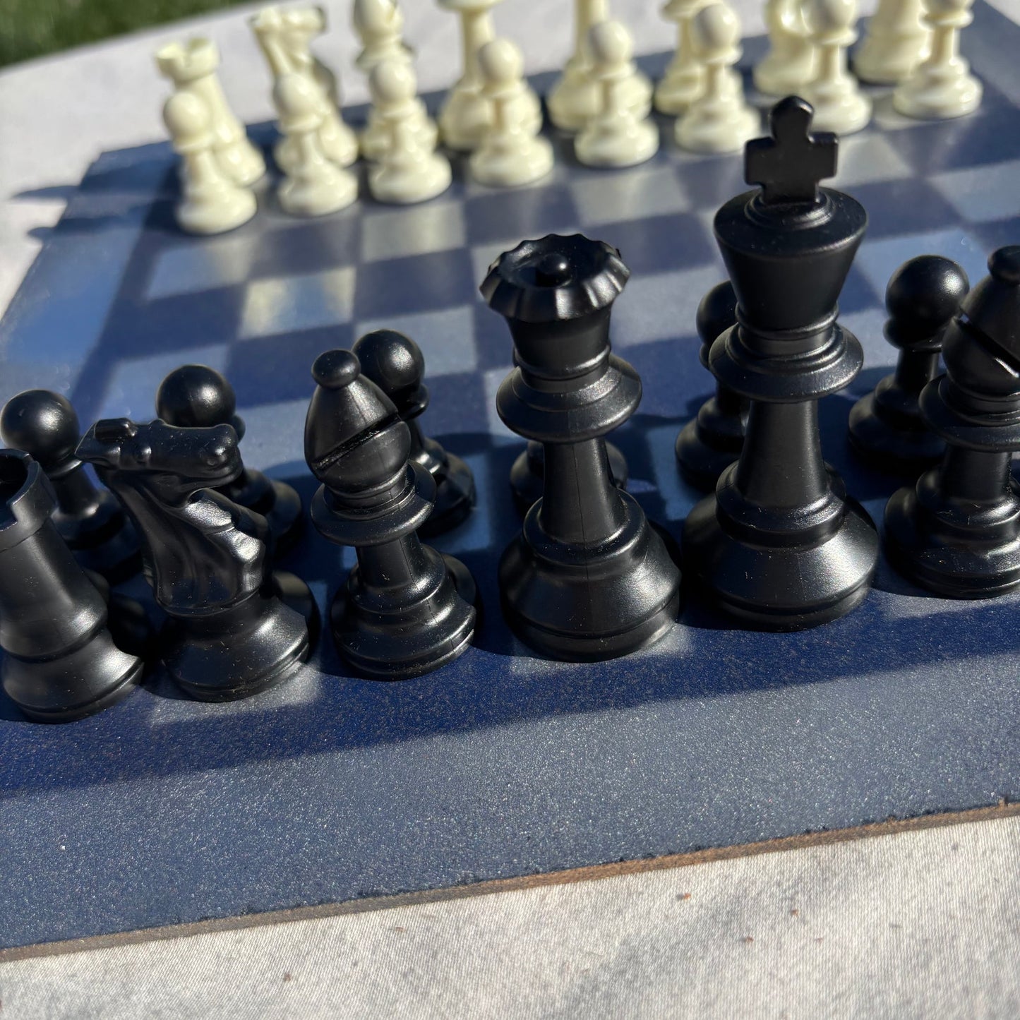 Silver Tin blue - Painted Chess Set
