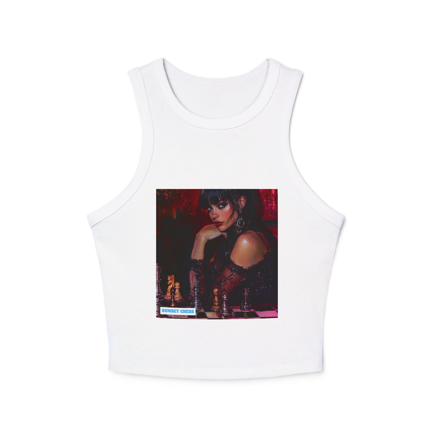 Eyes on The Board - Women's White Chess Tank Top