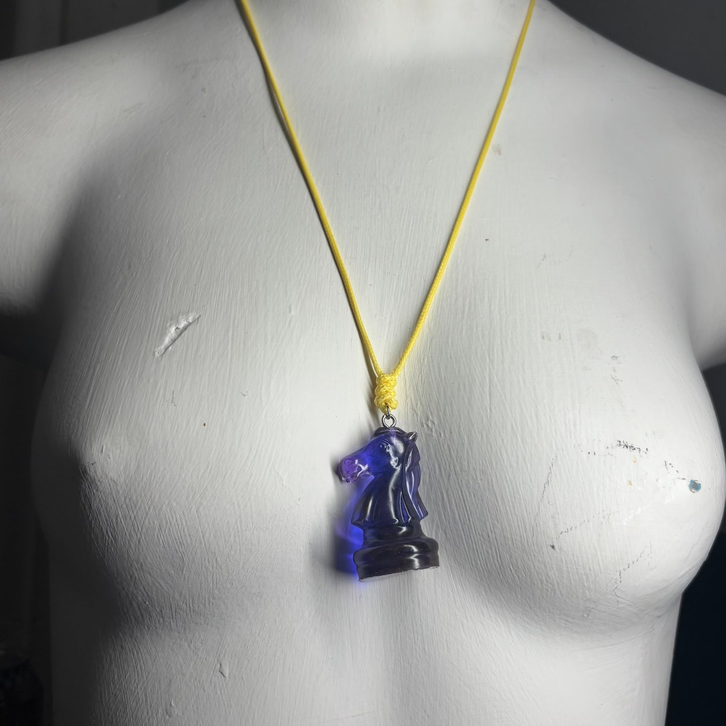 Translucent Purple Knight - Handmade Resin Chess Necklace
