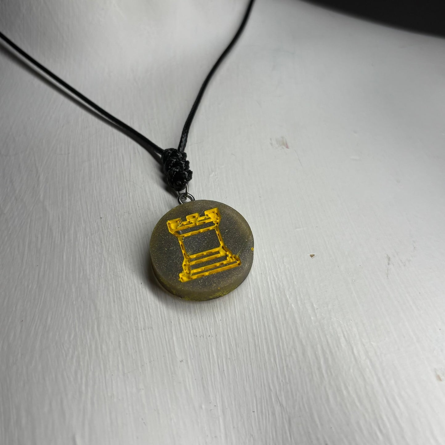 Dark Green Rook - Handmade Resin Chess Necklace