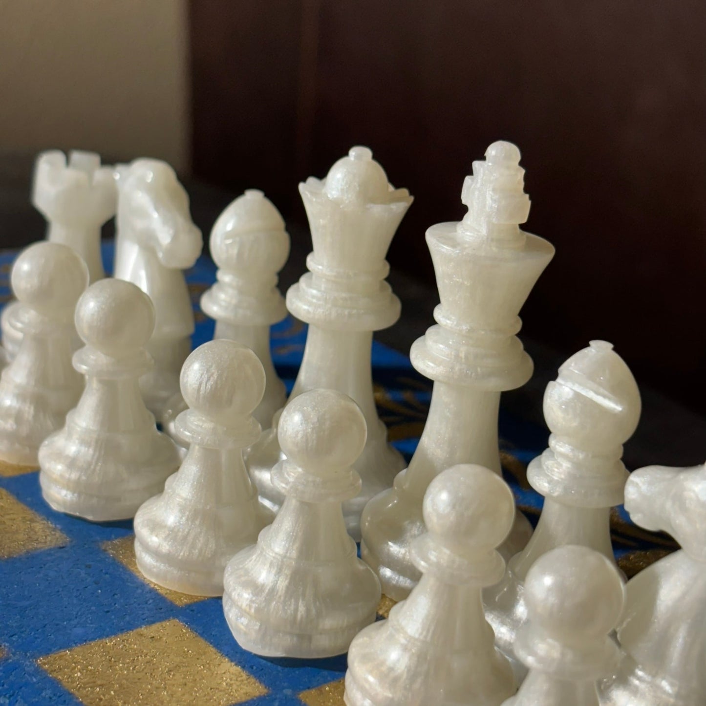 Supreme Blue & Gold- Painted Chess Set