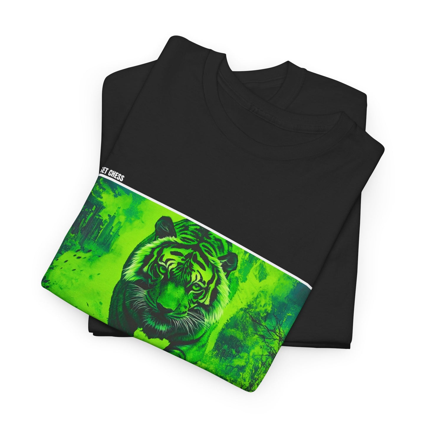 Green Tiger Chess - Black T Shirt