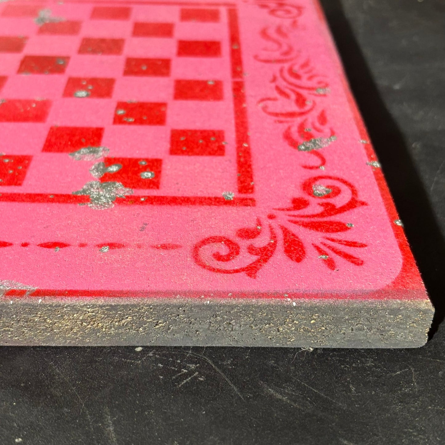 Pink & Red Chrome Drip - Painted Chess Board