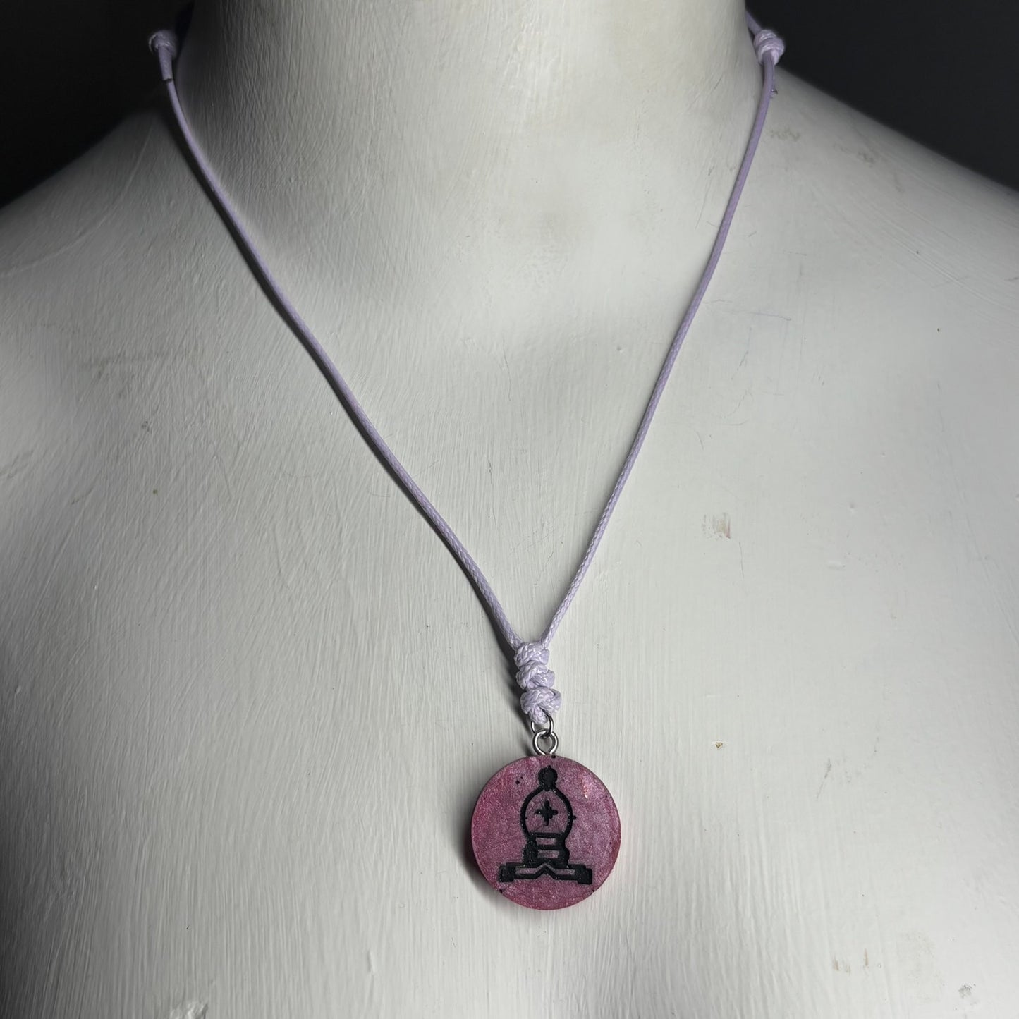Purple/Pink Bishop - Handmade Resin Chess Necklace