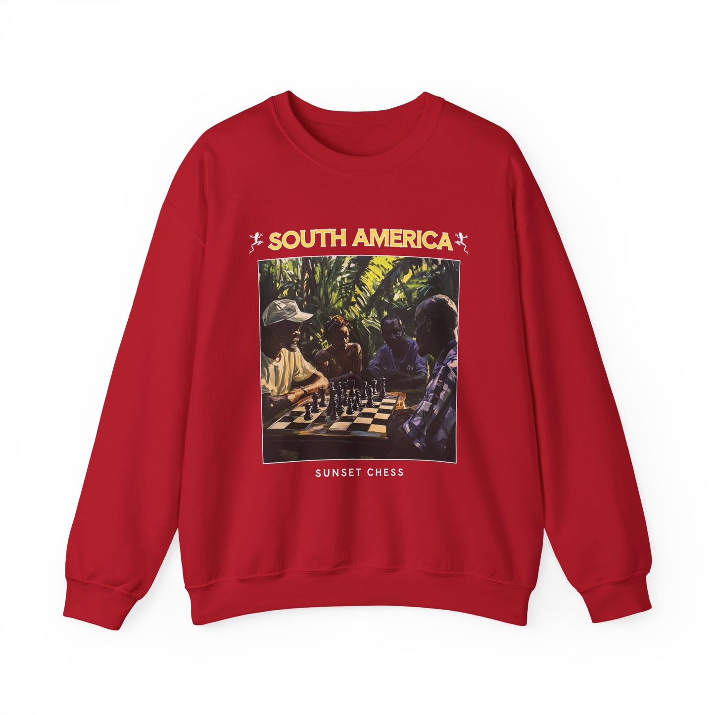 Chess In The Jungle - Red Chess Crewneck Sweater