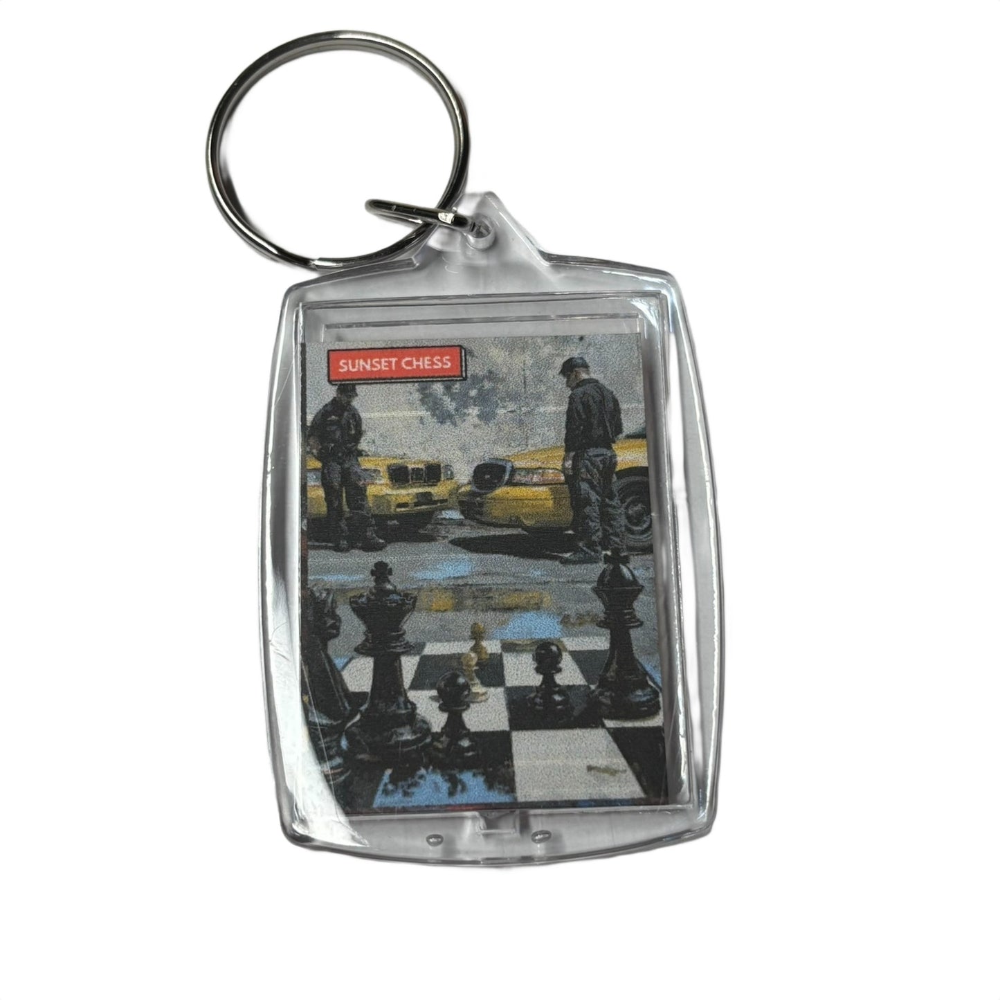 New York Streets - Sunset Chess Photo Keychain