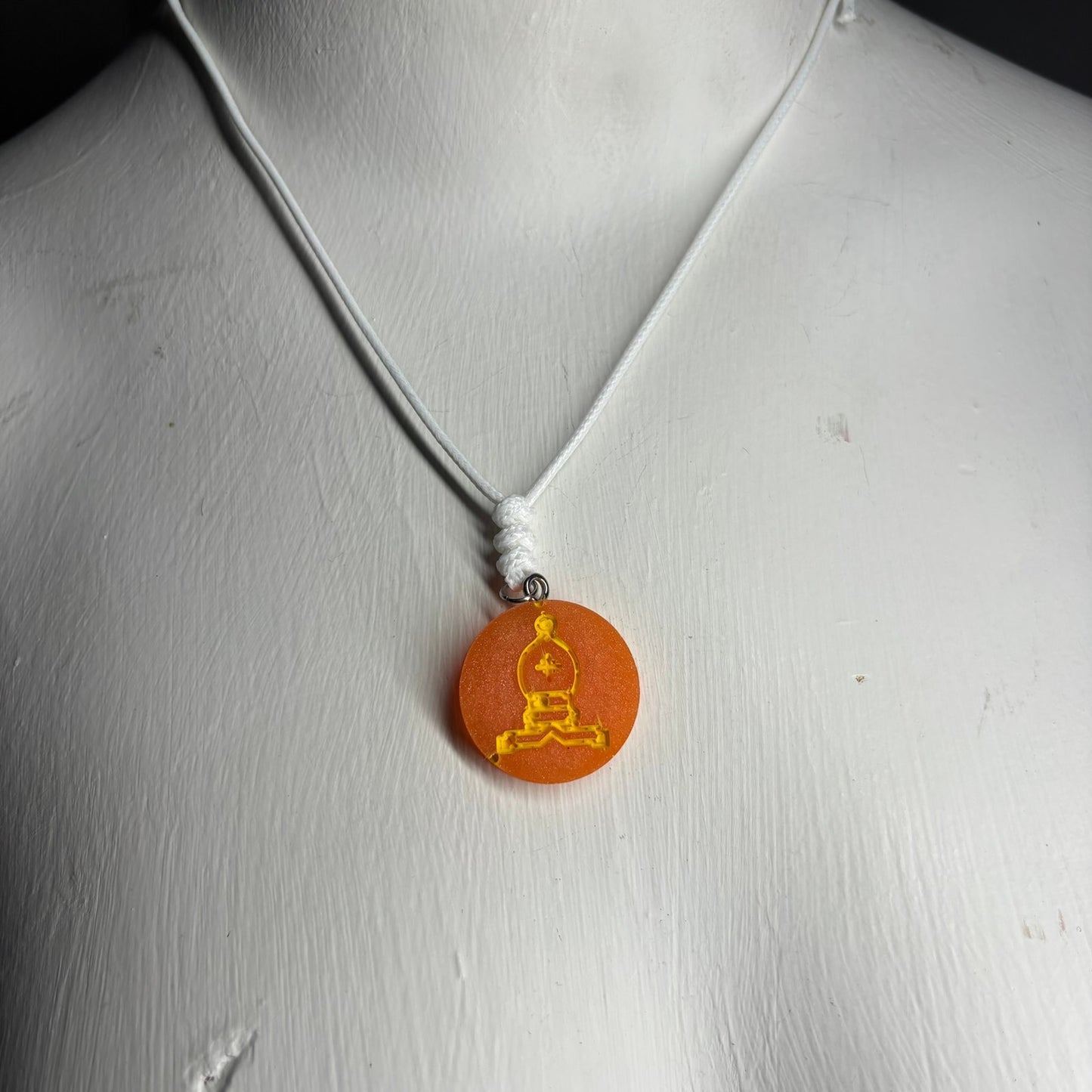 Orange Bishop - Handmade Resin Chess Necklace