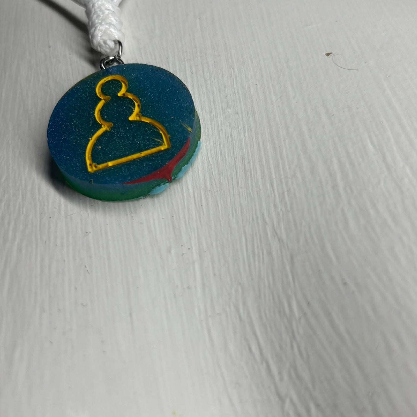 Blue/Green Pawn - Handmade Resin Chess Necklace