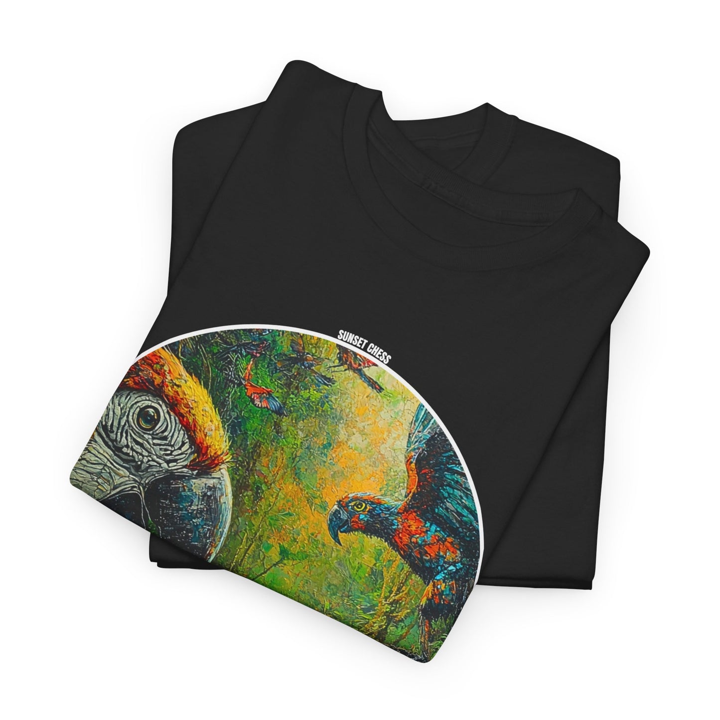 Tropical Birds - Black Chess T Shirt