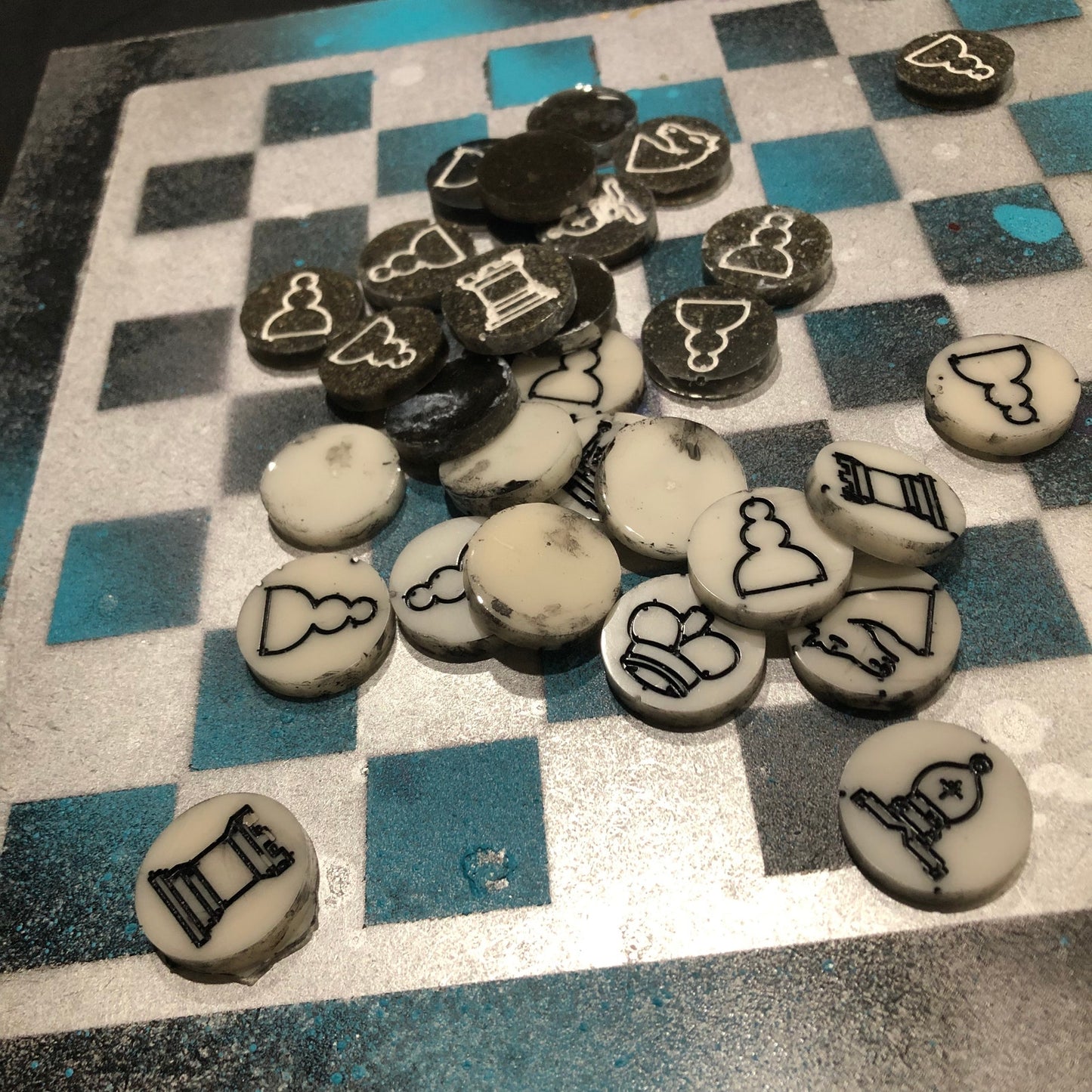 Blue Galaxy - Painted Chess Set