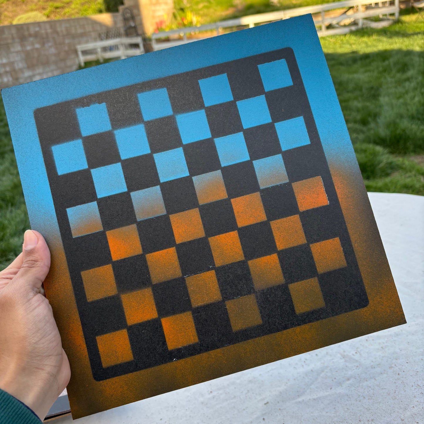 Simple Blue & Orange - Painted Chess Set
