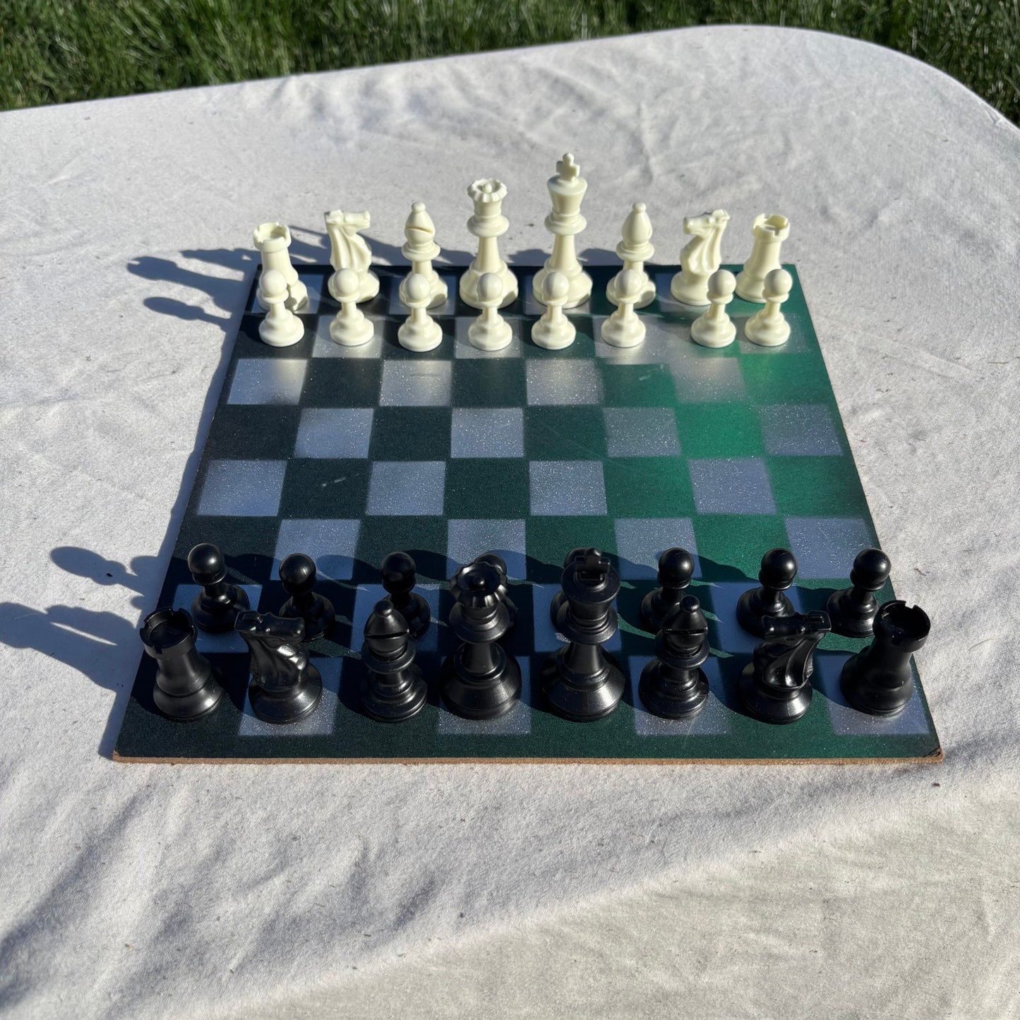 Chrome Green - Painted Chess Set