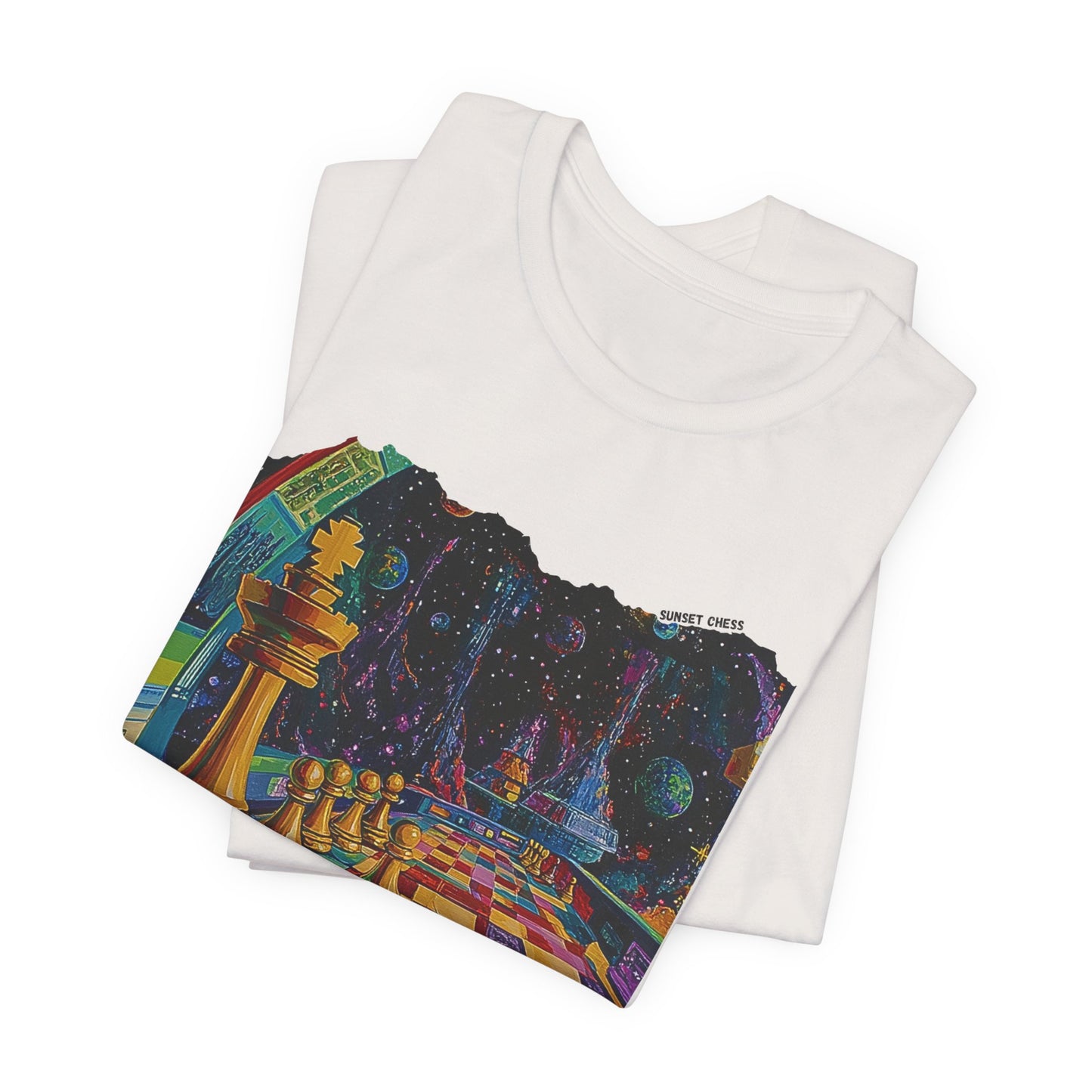 Chess Space Station - Vintage White Chess T Shirt