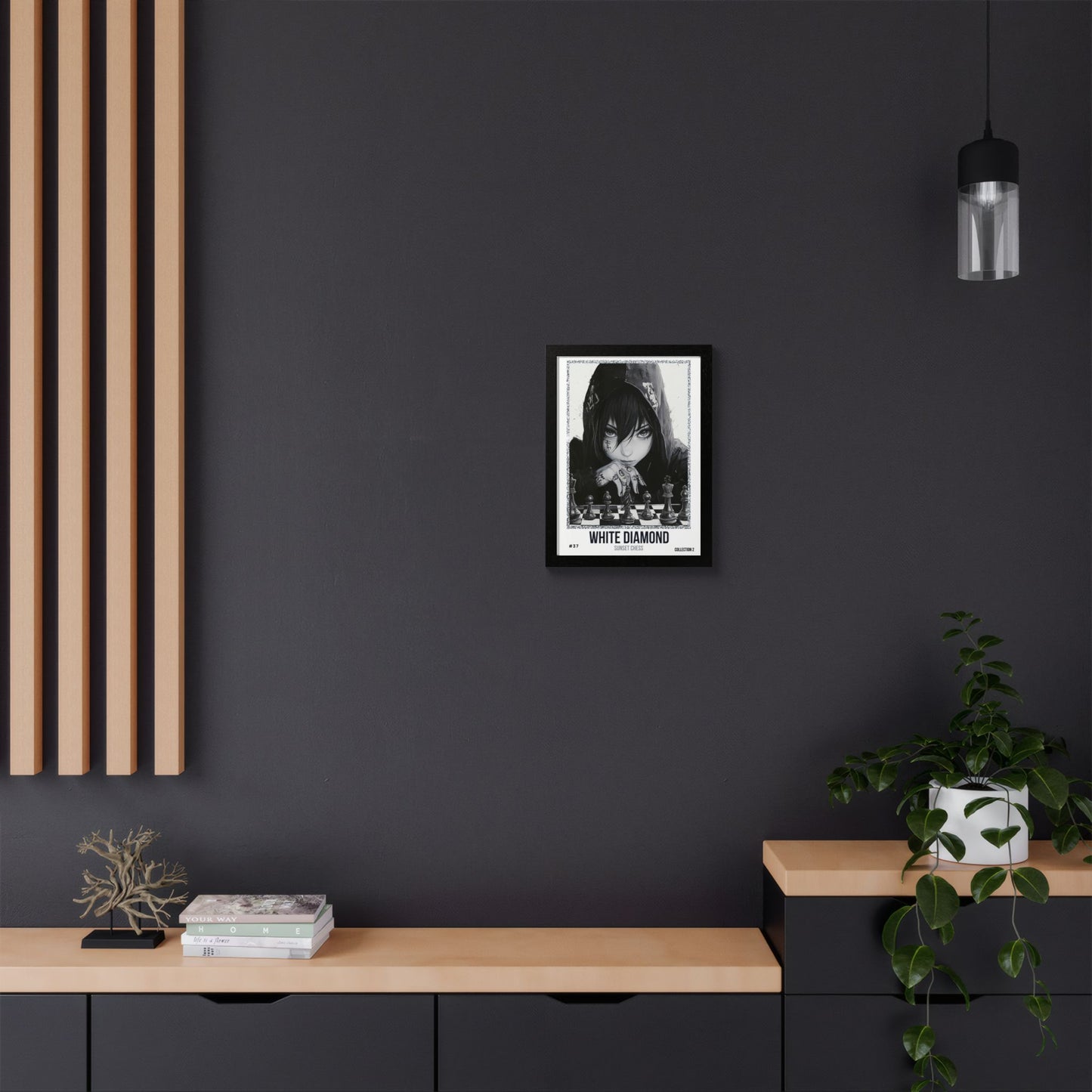 White Diamond - Collection 2 Card #37 - Sunset Card Poster Framed 12"x16"