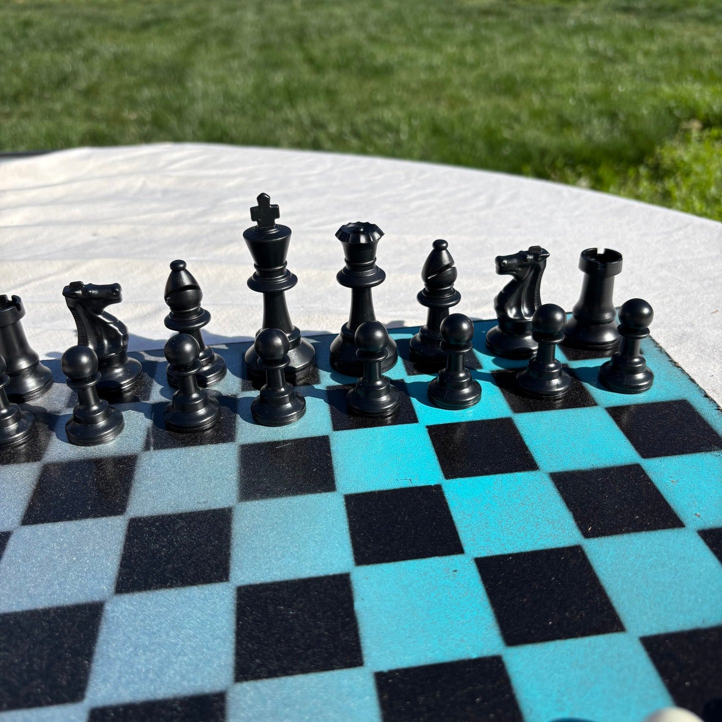 Blue & Gray - Painted Chess Set