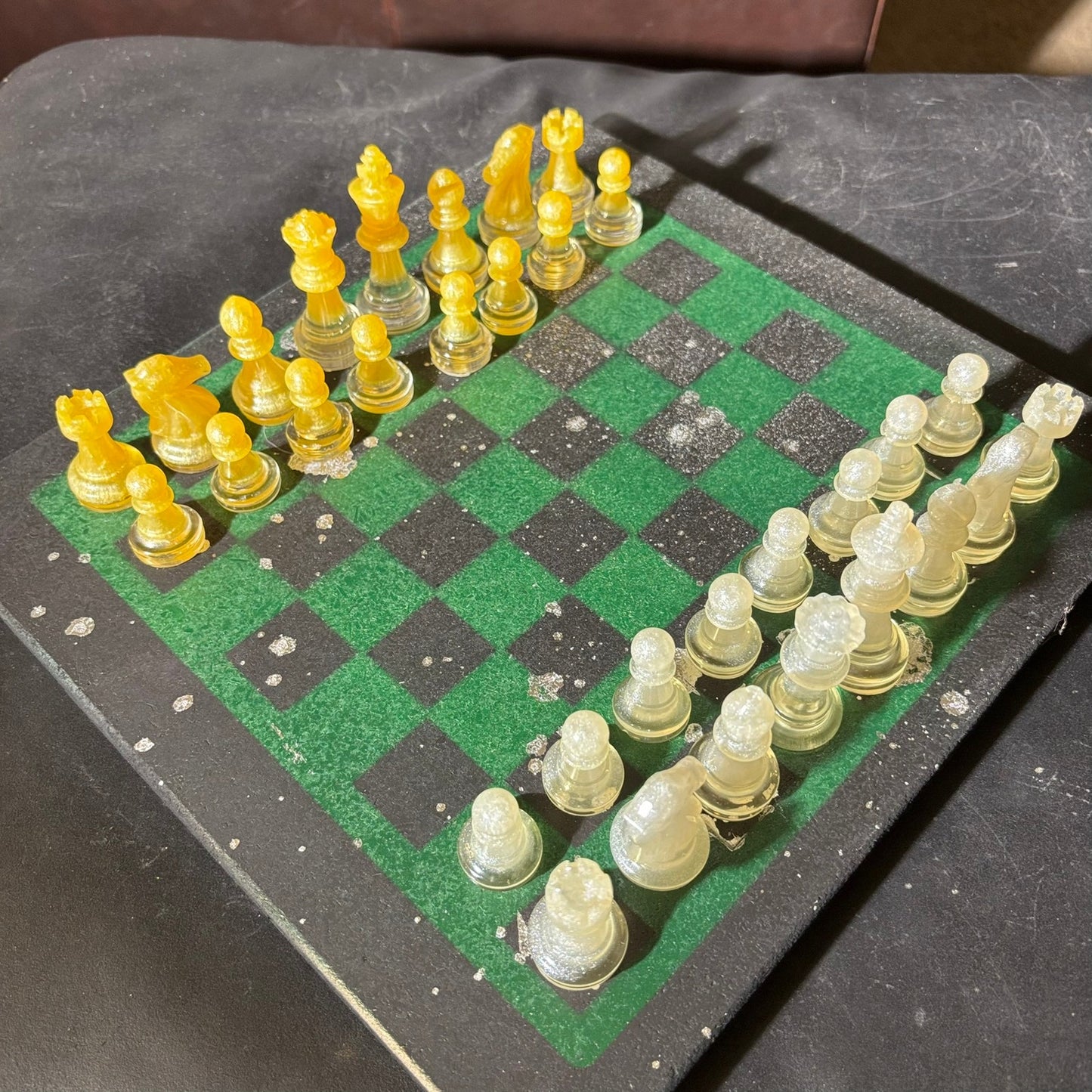 Mistic Yellow Green - Painted Chess Set