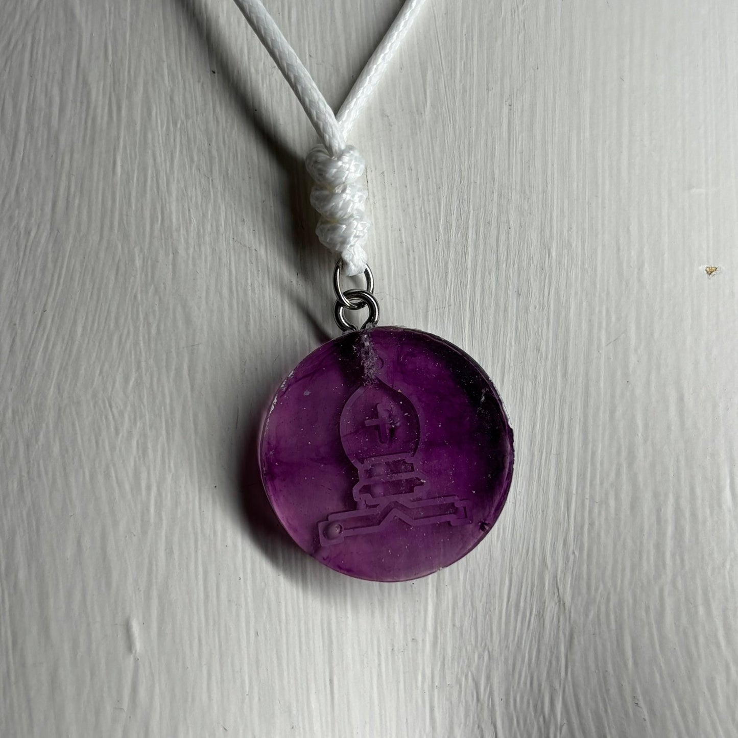 Purple Bishop - Handmade Resin Chess Necklace