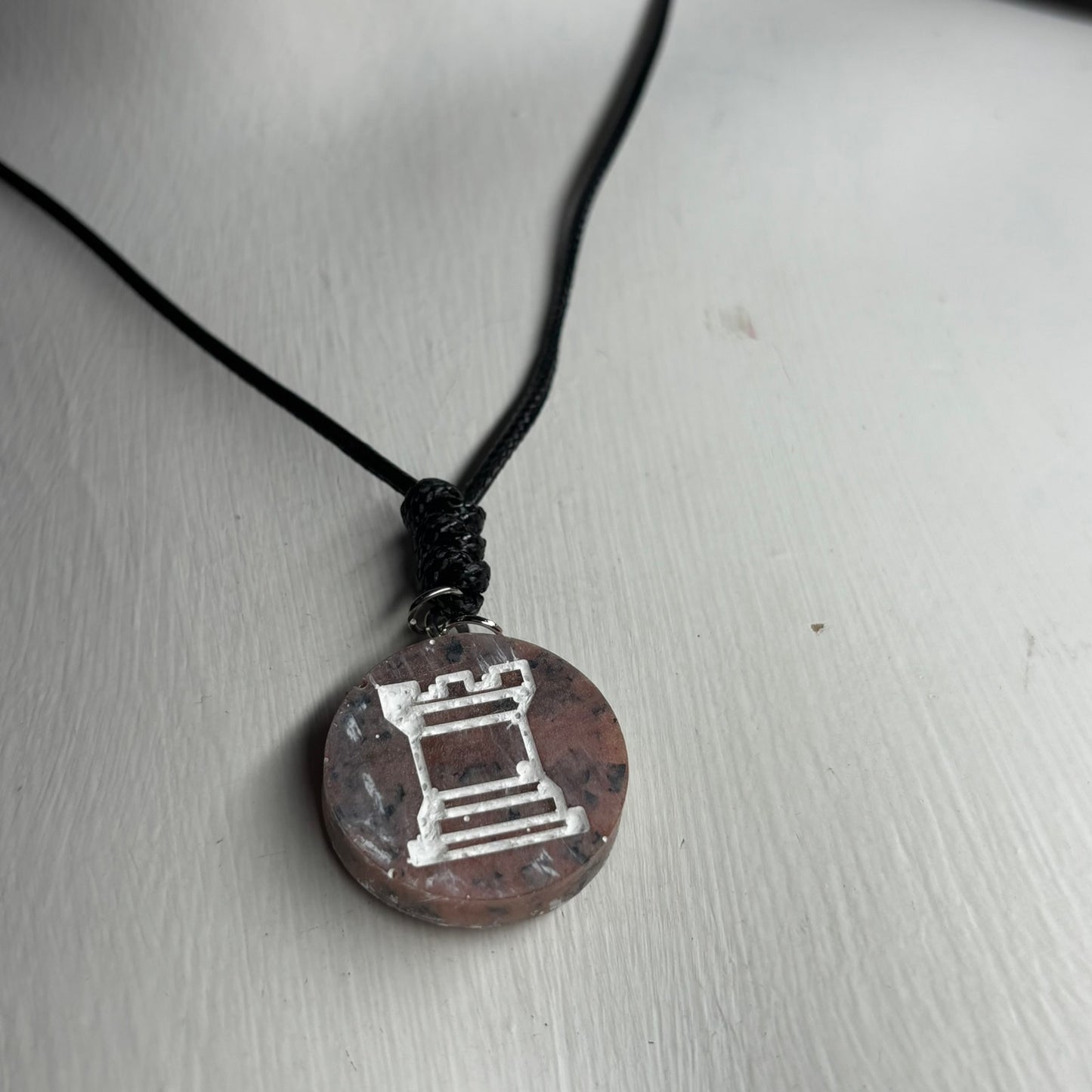Brown Luxury Rook - Handmade Resin Chess Necklace