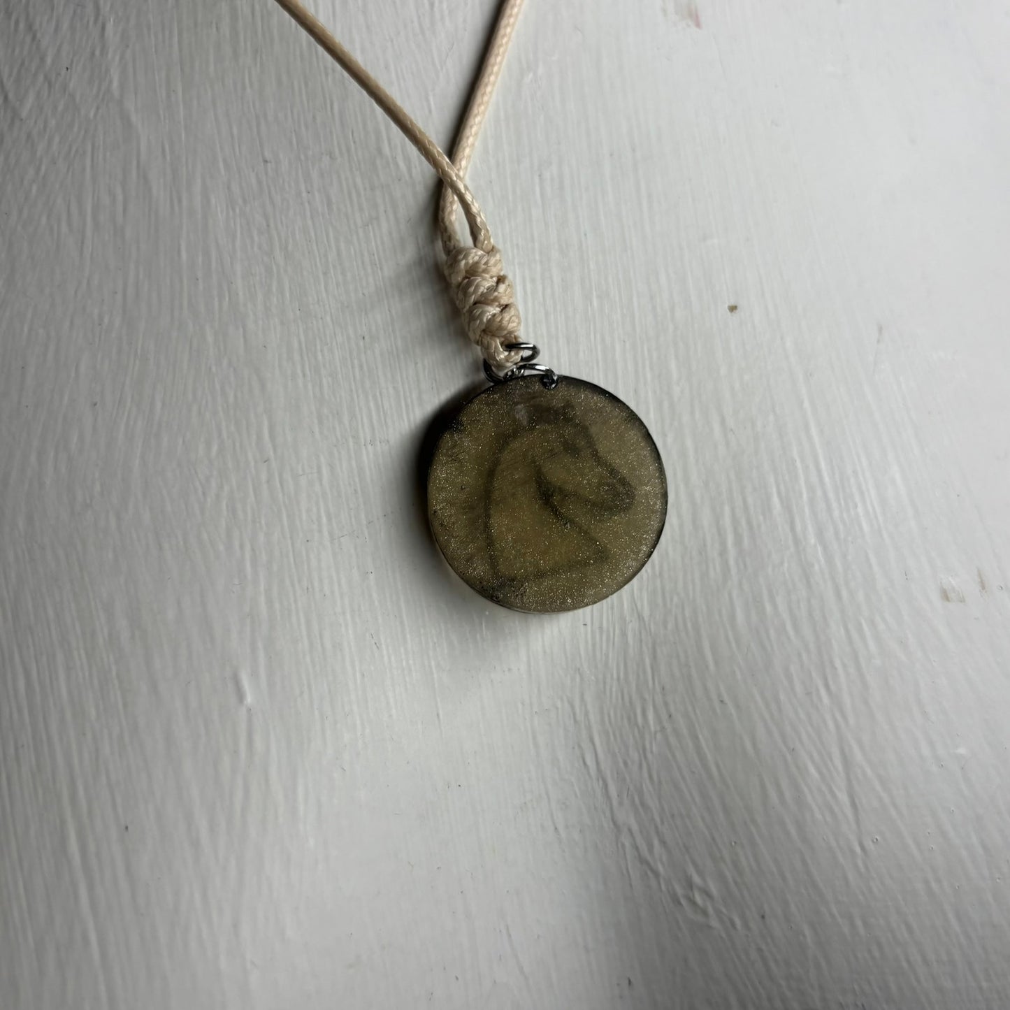 Cream Knight - Handmade Resin Chess Necklace