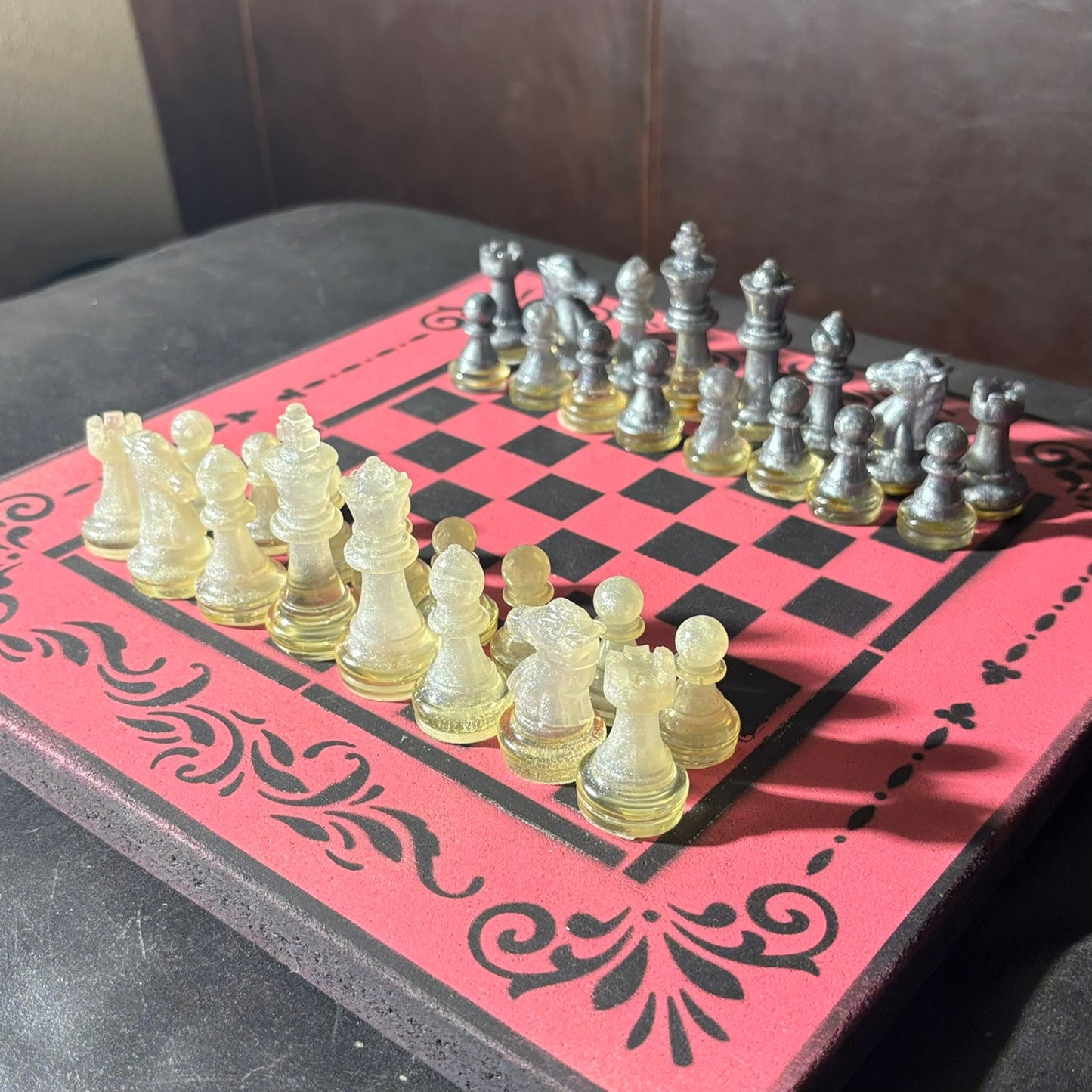Pink & Black - Painted Chess Set