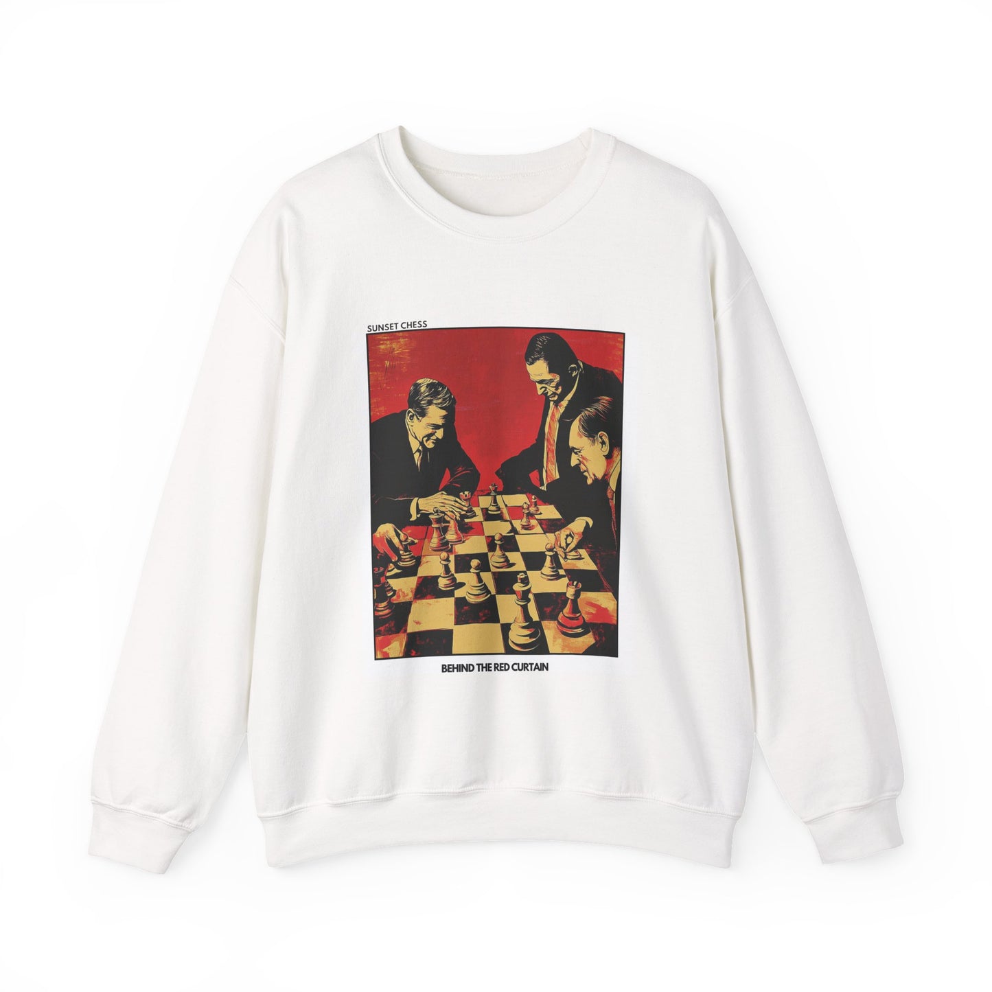 Behind The Red Curtain - White Chess Crewneck Sweater