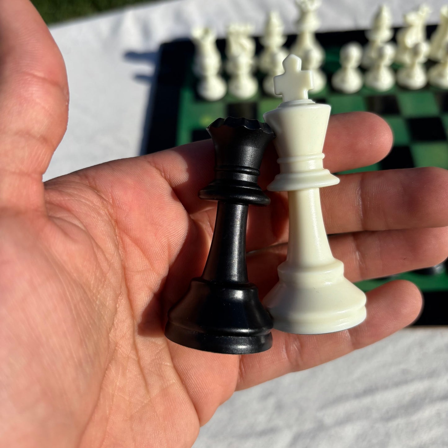 Green & Black - Painted Chess Set