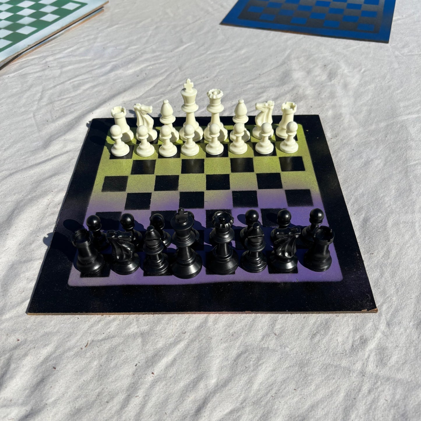 Green & Purple - Painted Chess Set